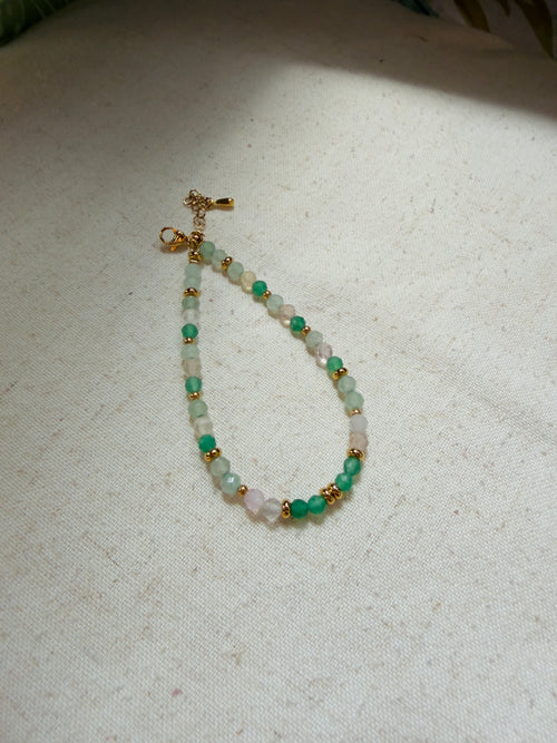 Bracelet en pierres naturelles aventurine, aventurine verte et fluorite – Naéla
