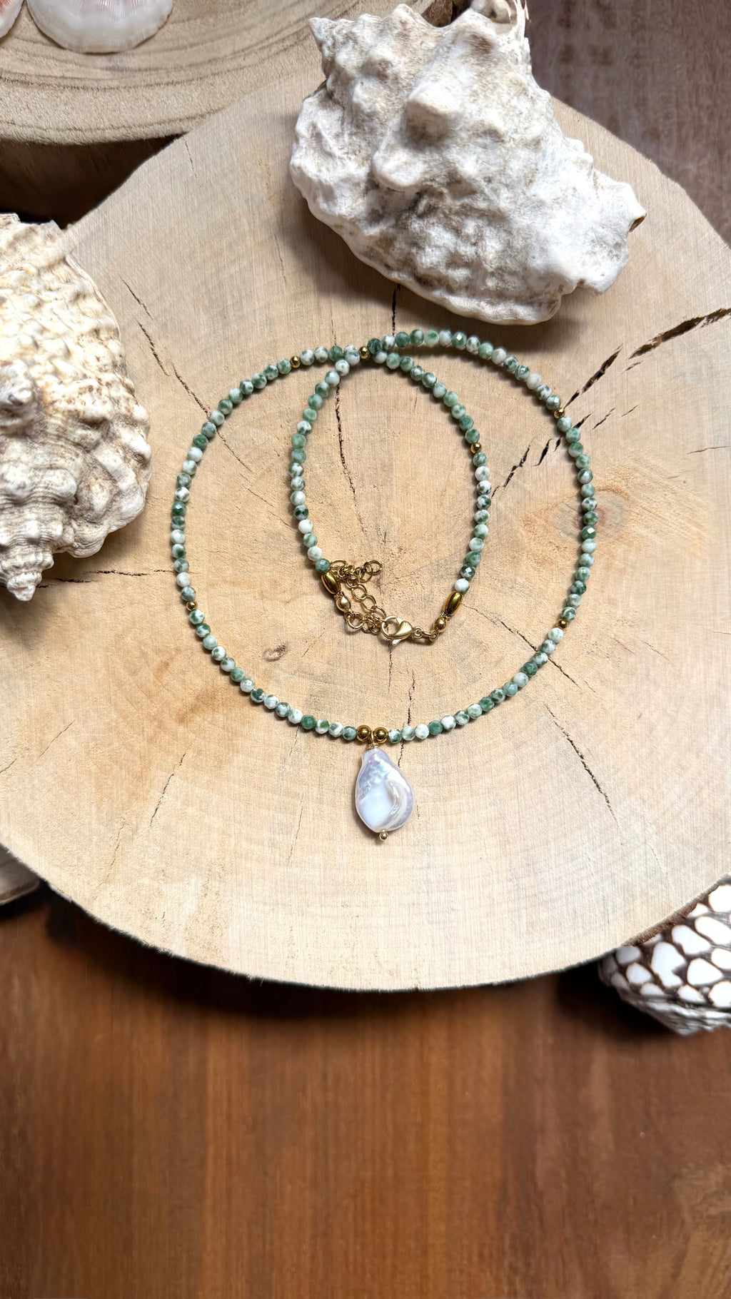 Collier Agate arbre & Perle d’eau douce