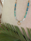 Collier Lyra – Apatite bleue, amazonite et aigue-marine