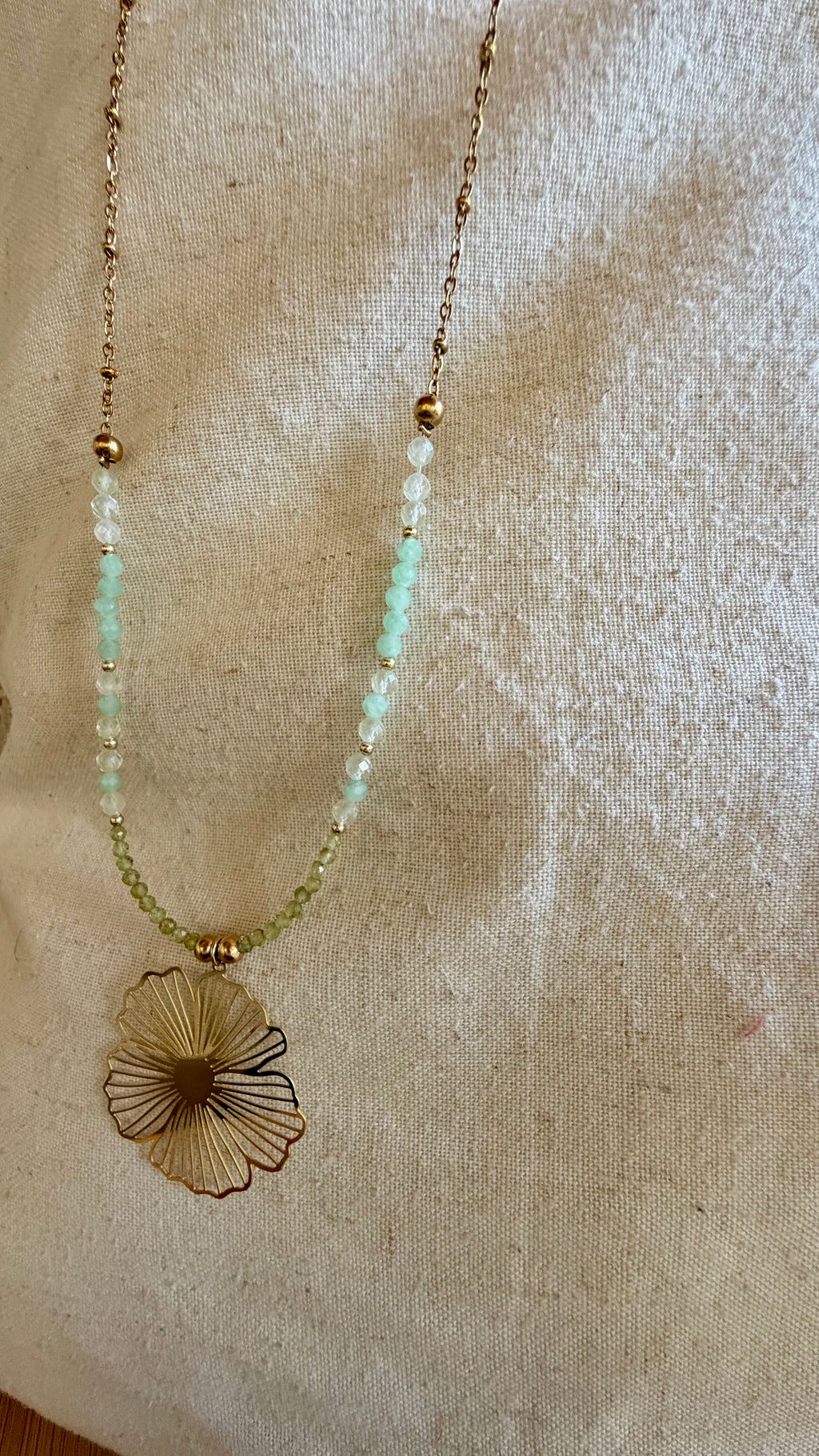 Collier Mahéa - Péridot - Jade - Préhnite