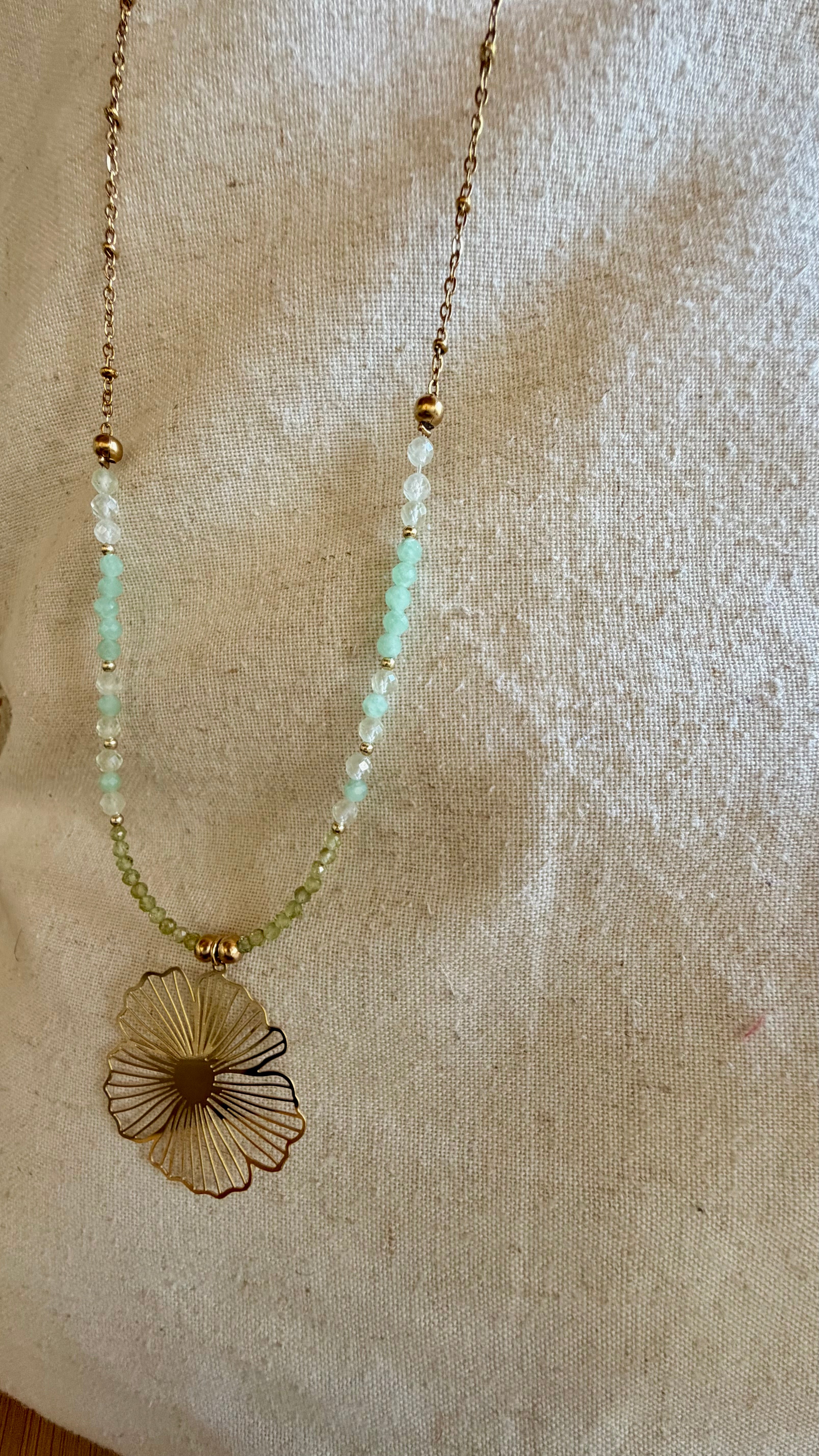 Collier Mahéa - Péridot - Jade - Préhnite