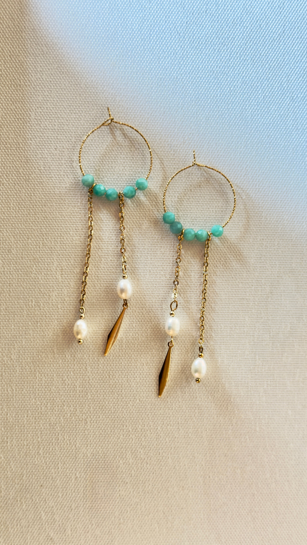 Les Boucles Amazone - Amazonite et perles d'eau douce