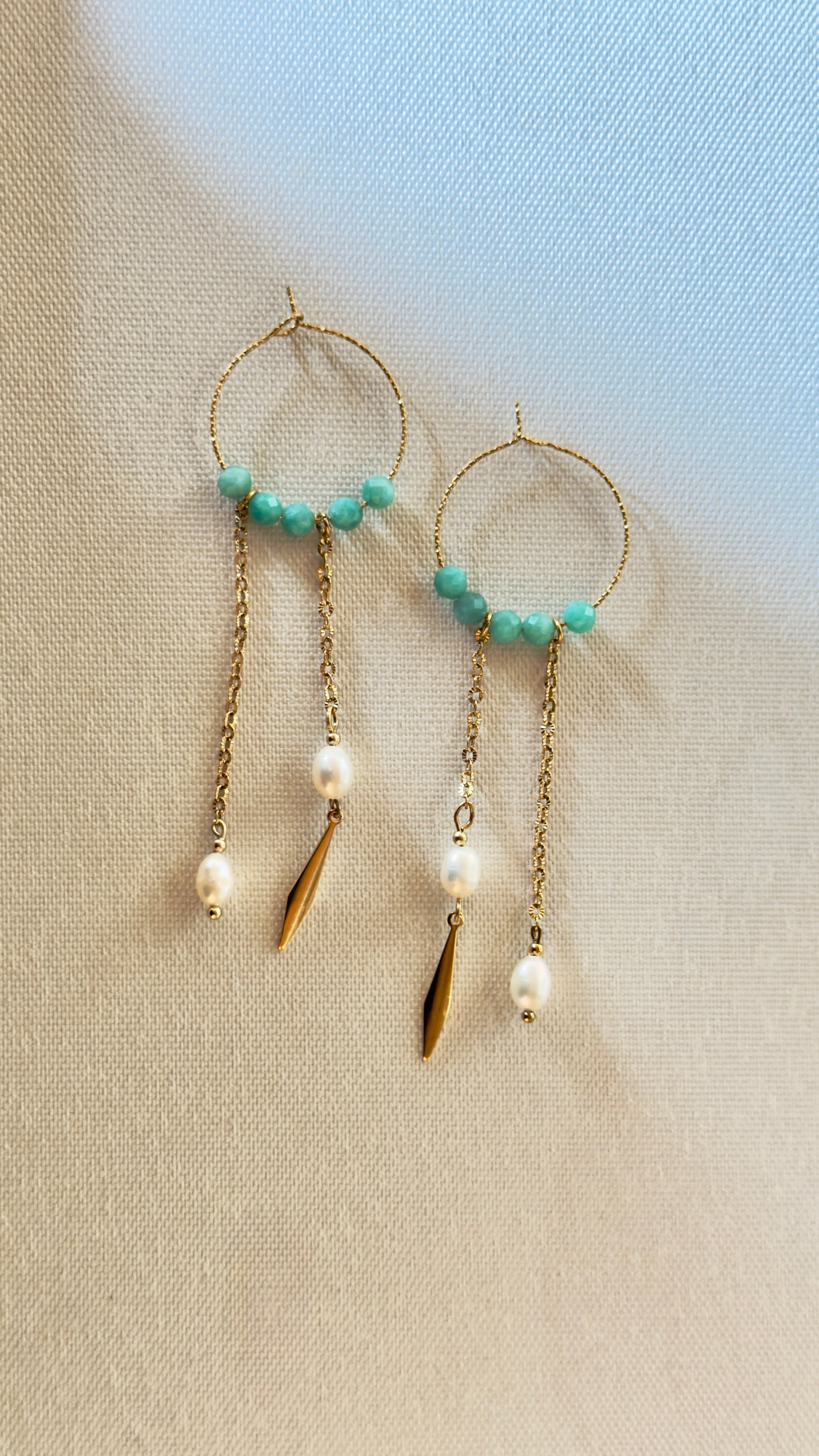 Les Boucles Amazone - Amazonite et perles d'eau douce