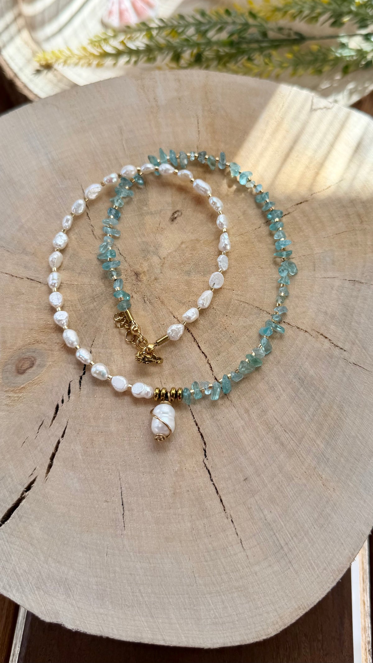 Collier Apatite Bleue & Perles d’Eau Douce – Perle