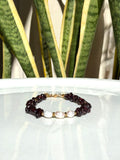 Bracelet Grenat, Hématite Dorée & Perles d’Eau Douce