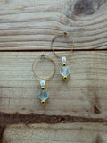 Boucles d’oreilles Fluorite, Hématite Dorée & Perle d’Eau Douce
