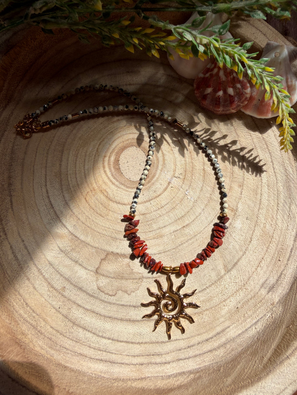 Collier Jaspe Rouge & Jaspe Dalmatien – Soleil