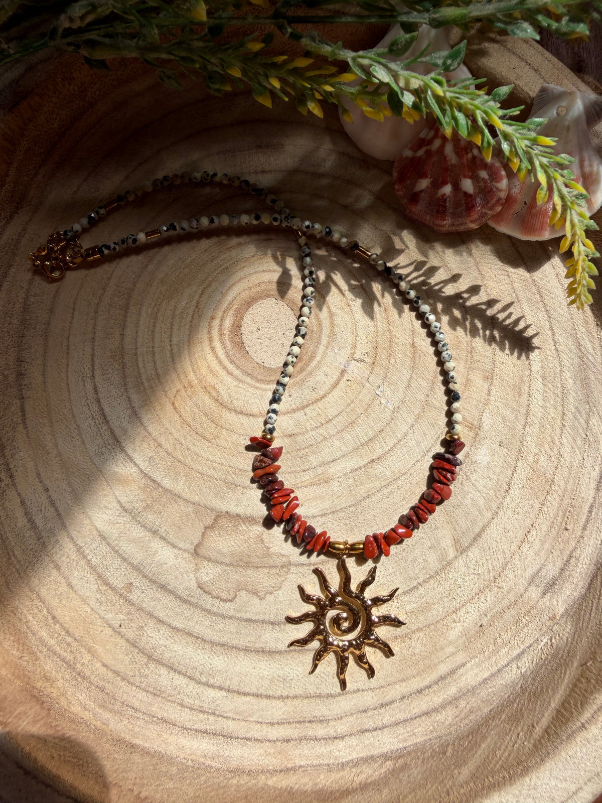 Collier Jaspe Rouge & Jaspe Dalmatien – Soleil