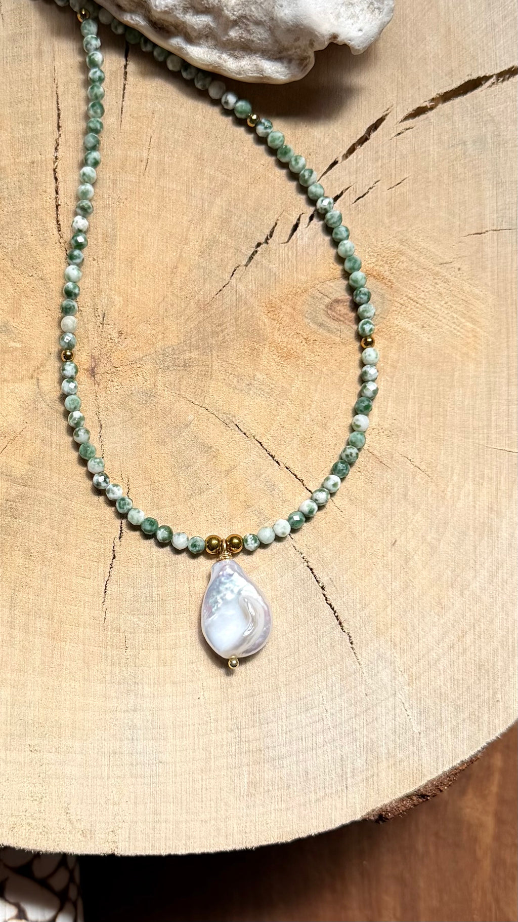 Collier Agate arbre & Perle d’eau douce