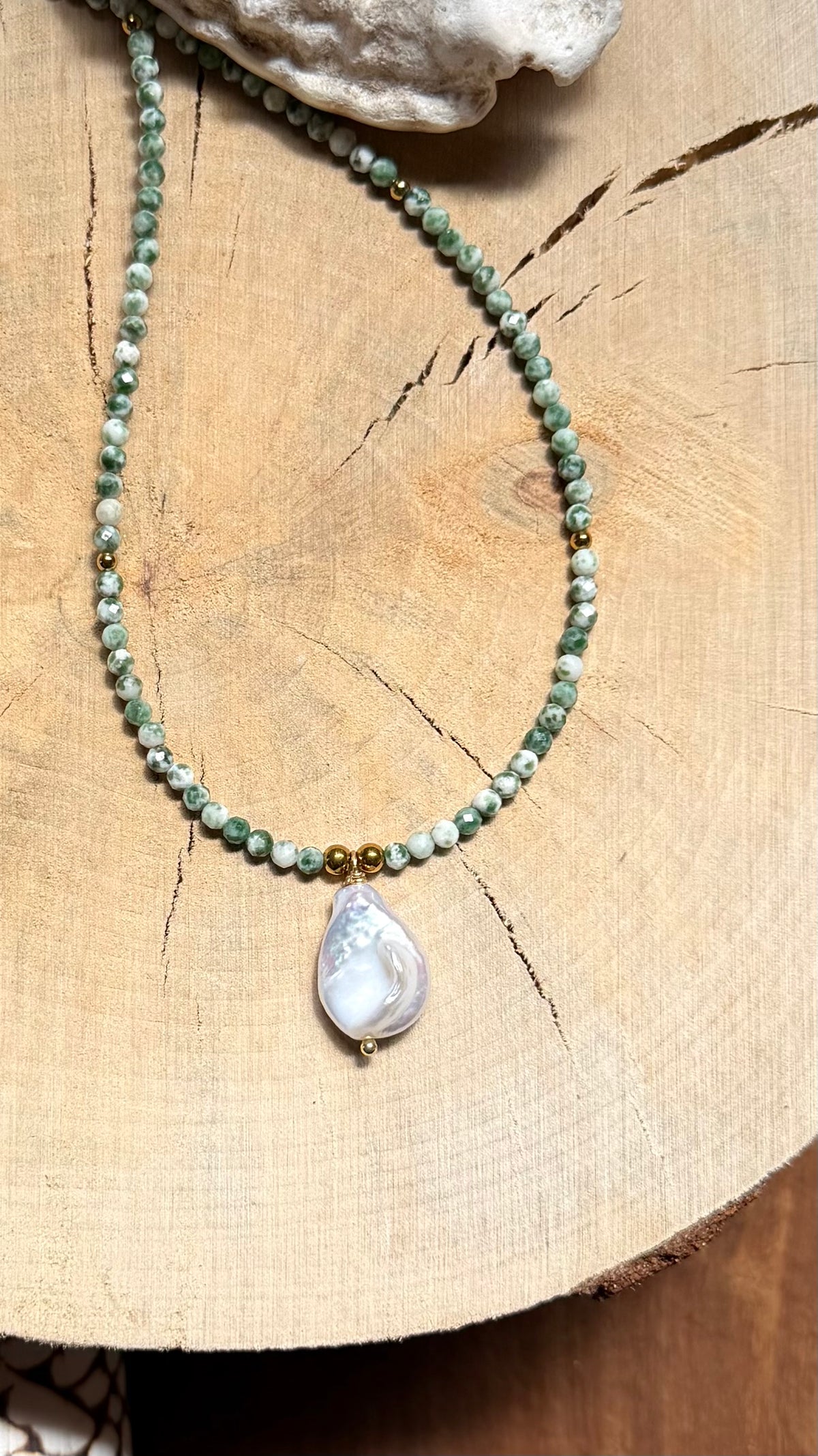 Collier Agate arbre & Perle d’eau douce