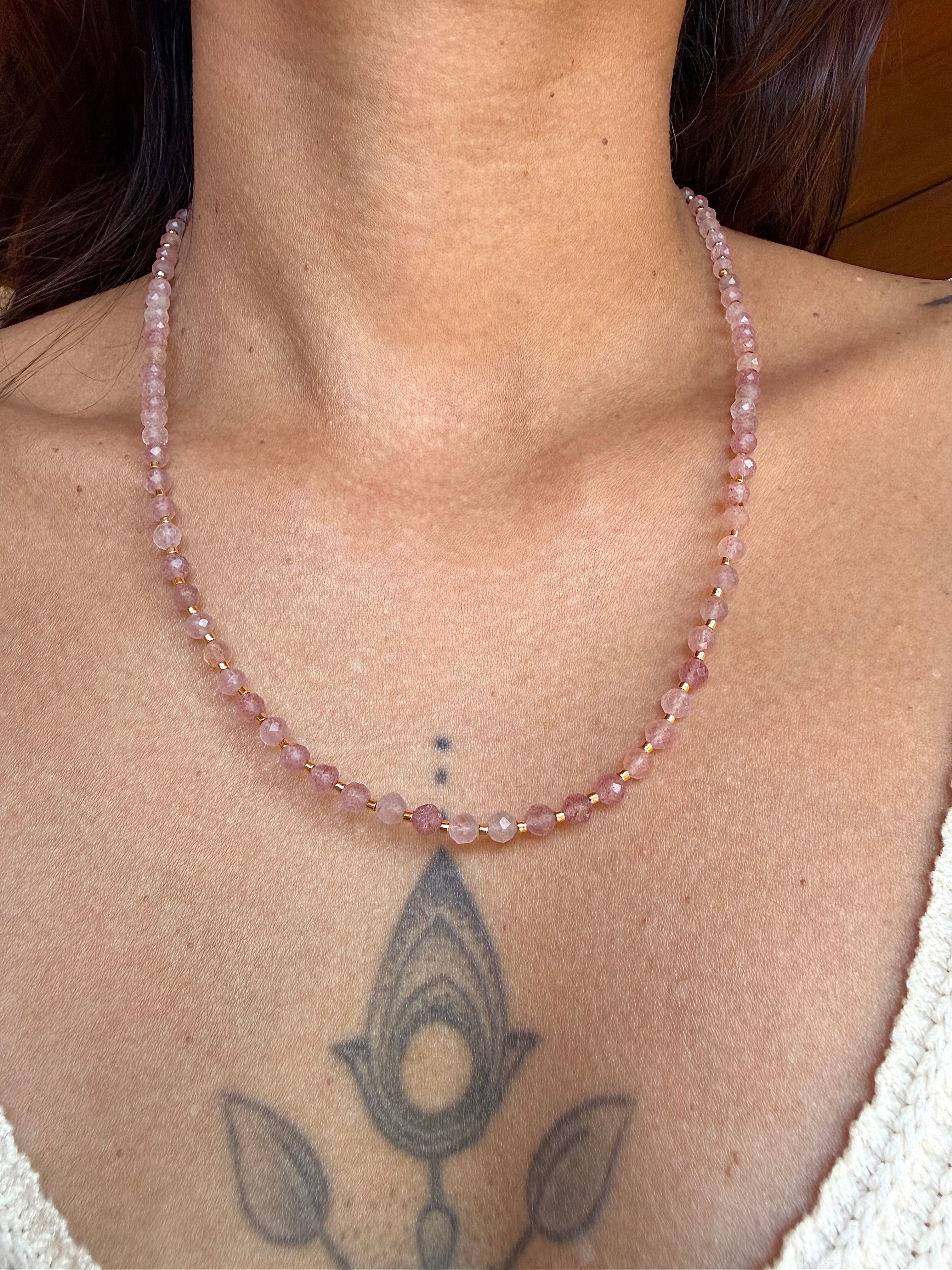 Collier Mila - Quartz Fraise