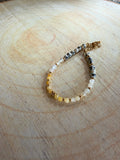 Bracelet en pierres naturelles jaspe dalmatien, citrine et aventurine jaune – Naïa