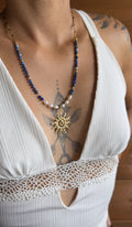 Collier Solea– Perles d’eau douce & Lapis-Lazuli- chaîne en acier inoxydable