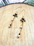 Boucles d’oreilles Élya – Spinelle noire et perles d’eau douce