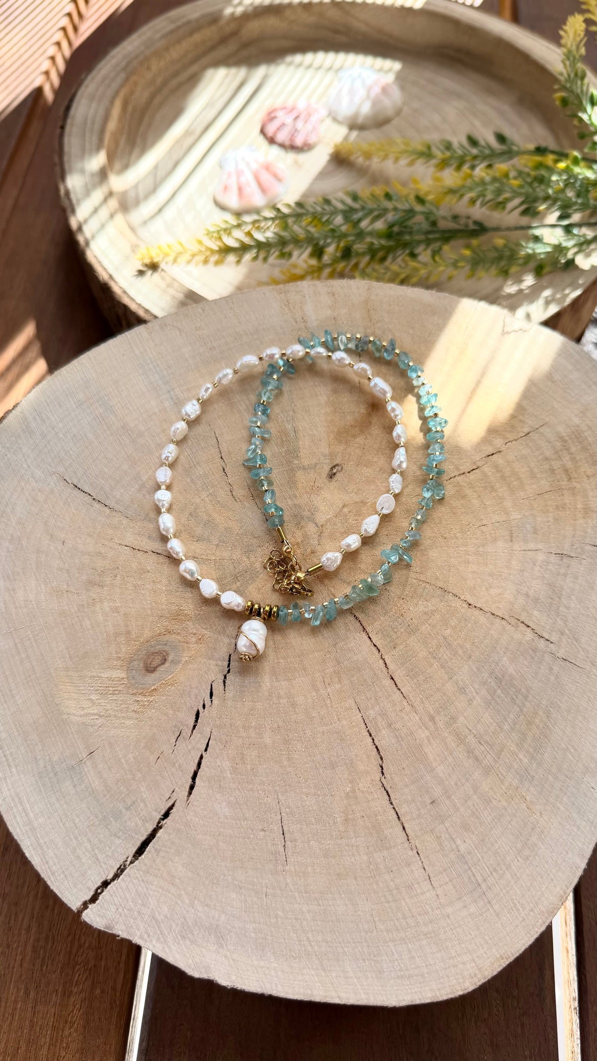 Collier Apatite Bleue & Perles d’Eau Douce – Perle