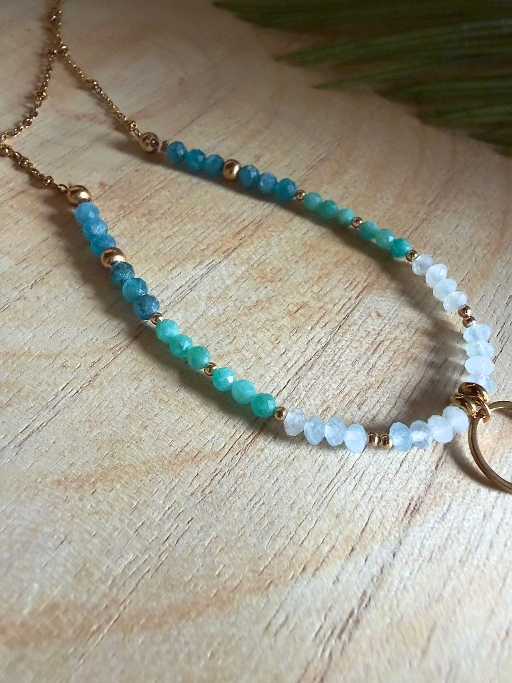 Collier Lyra – Apatite bleue, amazonite et aigue-marine
