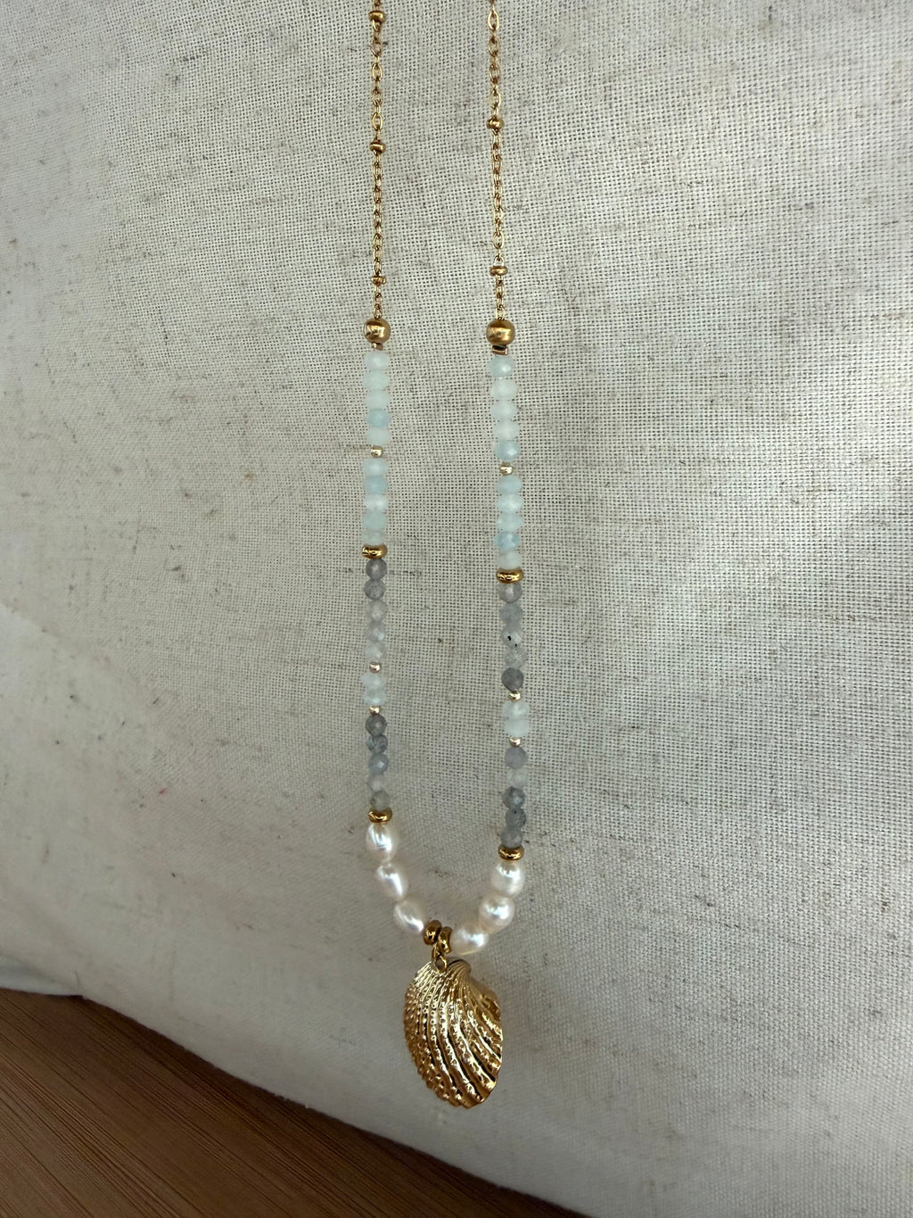 ✨ Collier Azura – Perles d’Eau Douce, Labradorite & Aigue-Marine