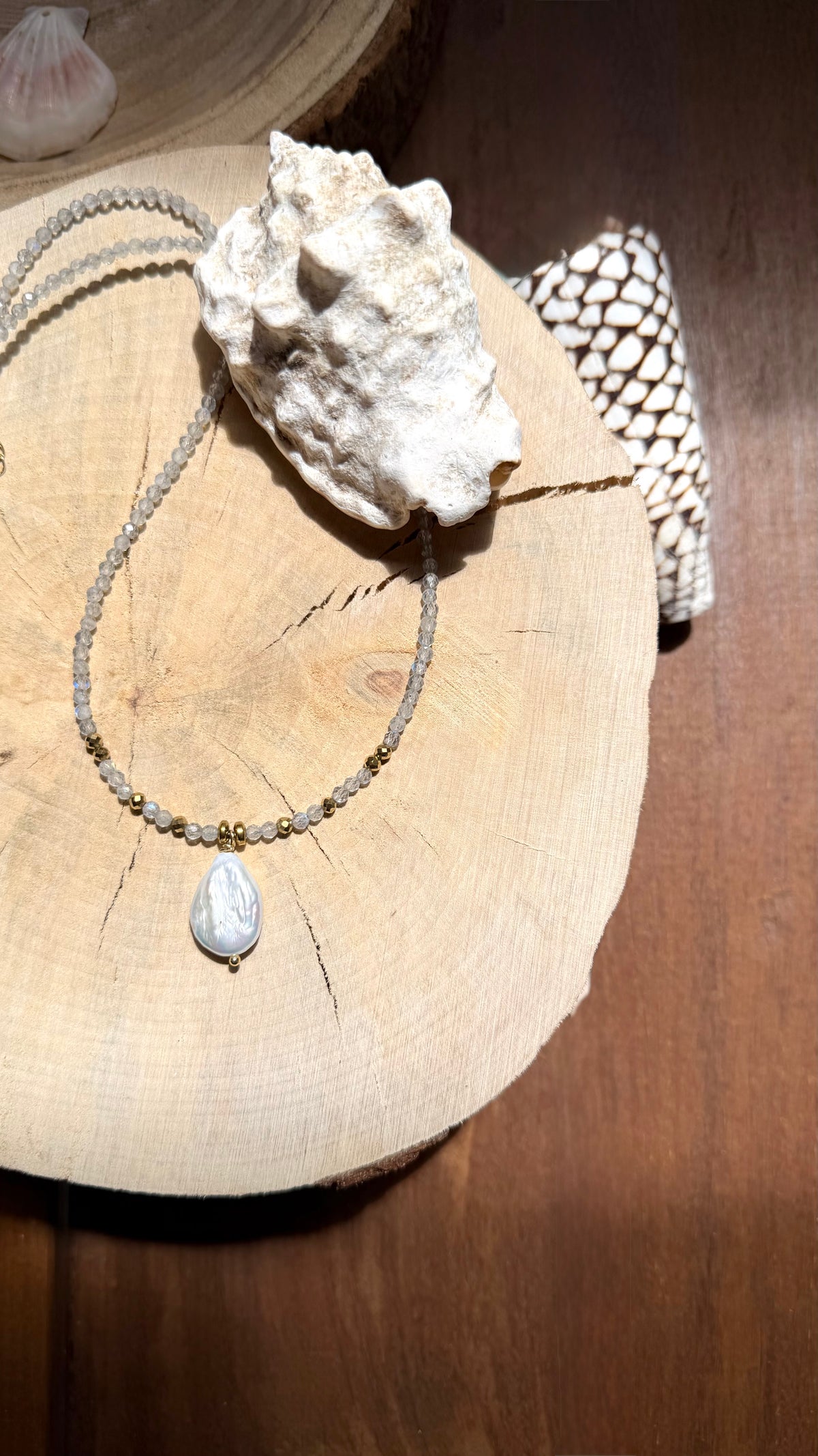 Collier Labradorite & Perle d’eau douce