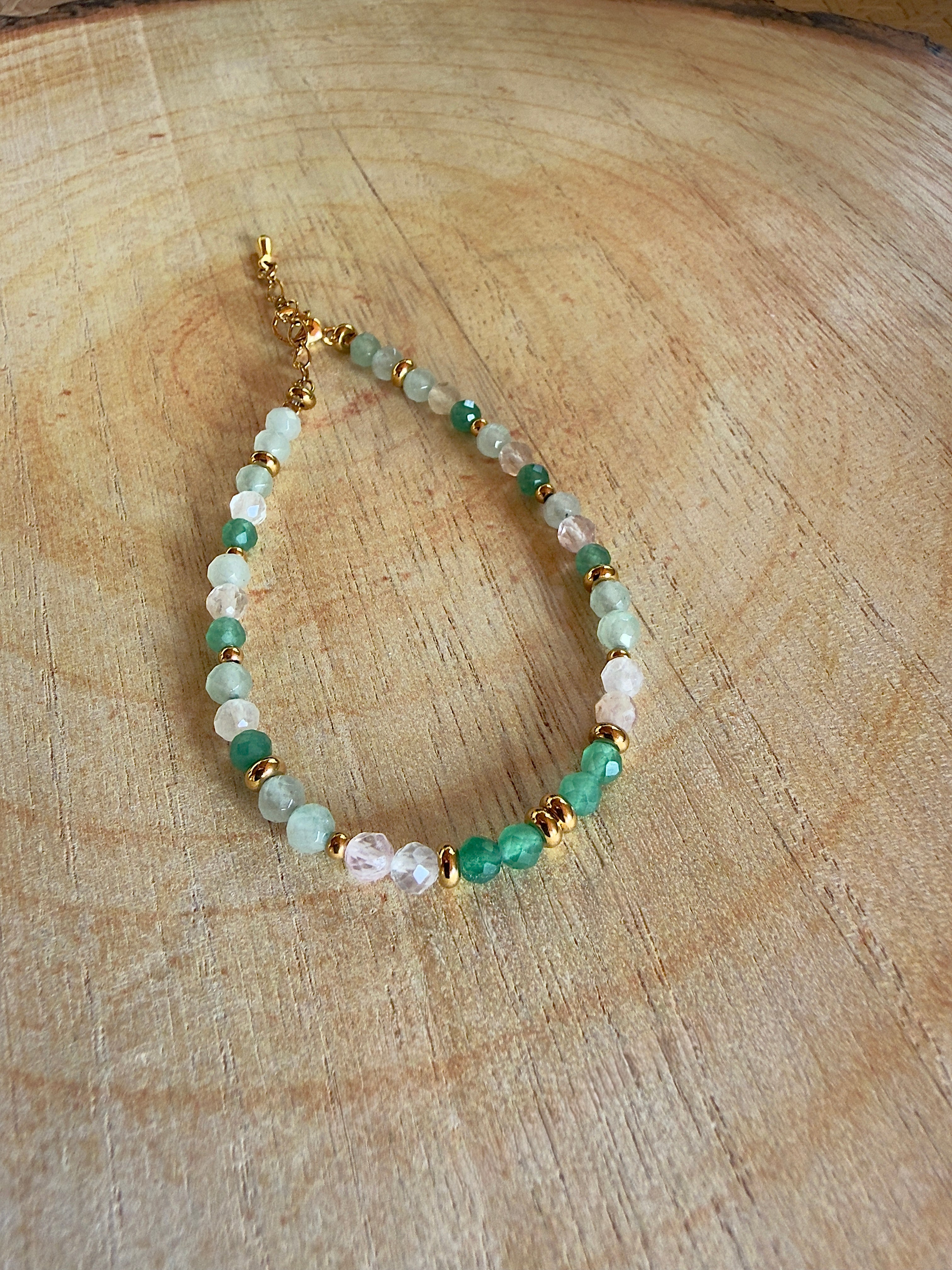 Bracelet en pierres naturelles aventurine, aventurine verte et fluorite – Naéla