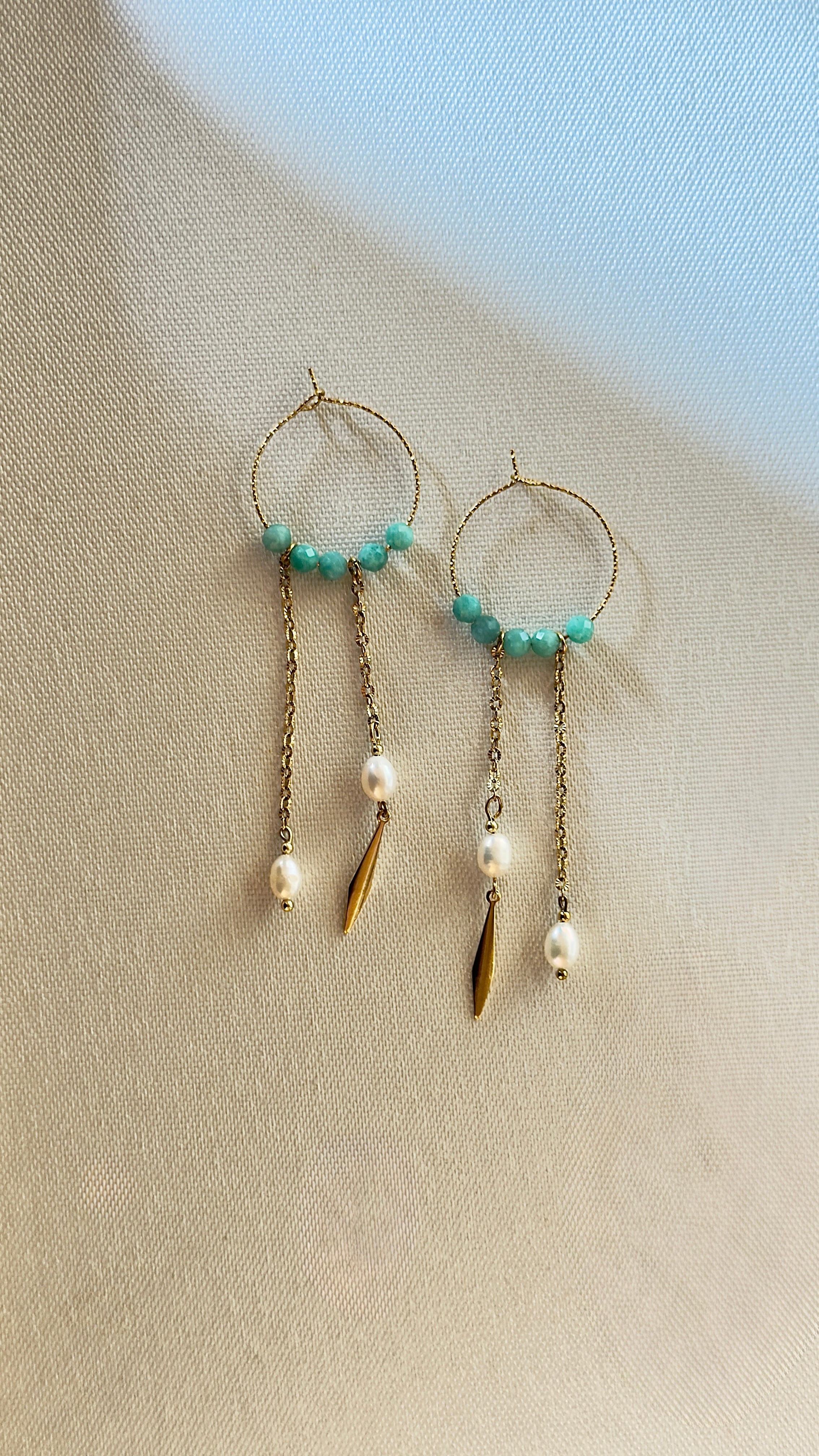 Les Boucles Amazone - Amazonite et perles d'eau douce