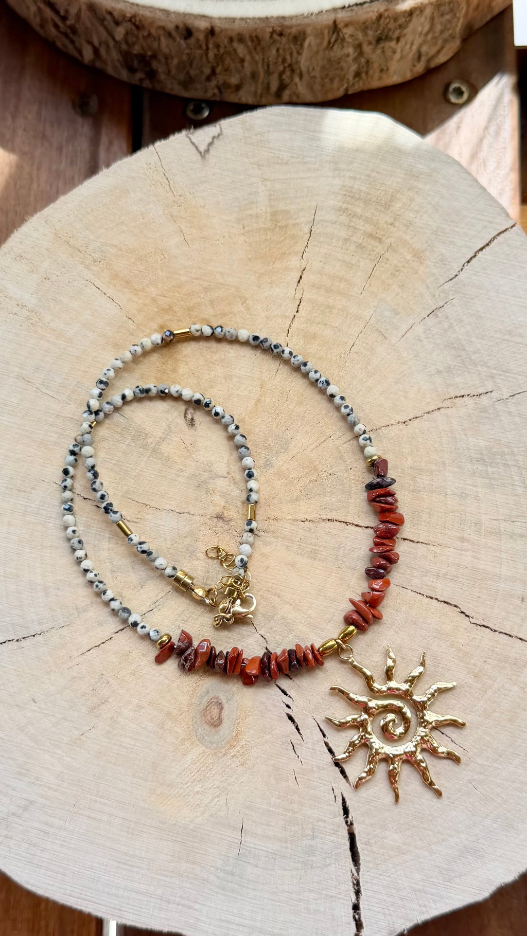 Collier Jaspe Rouge & Jaspe Dalmatien – Soleil