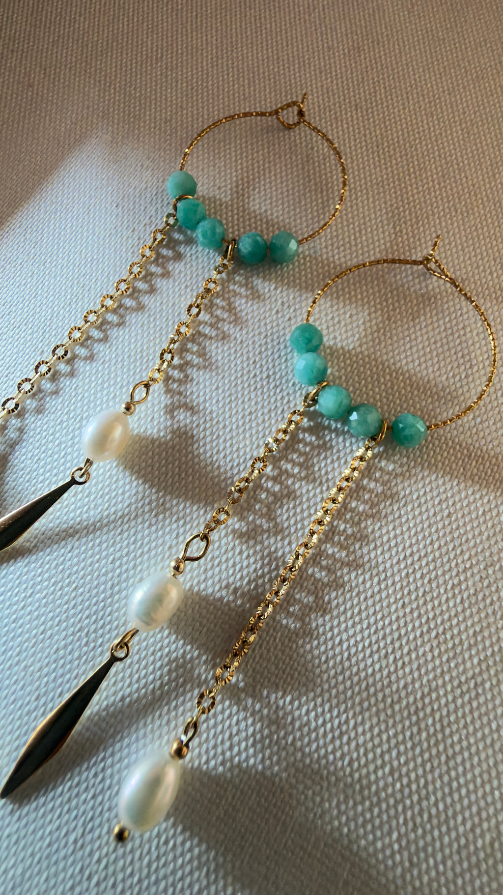 Les Boucles Amazone - Amazonite et perles d'eau douce