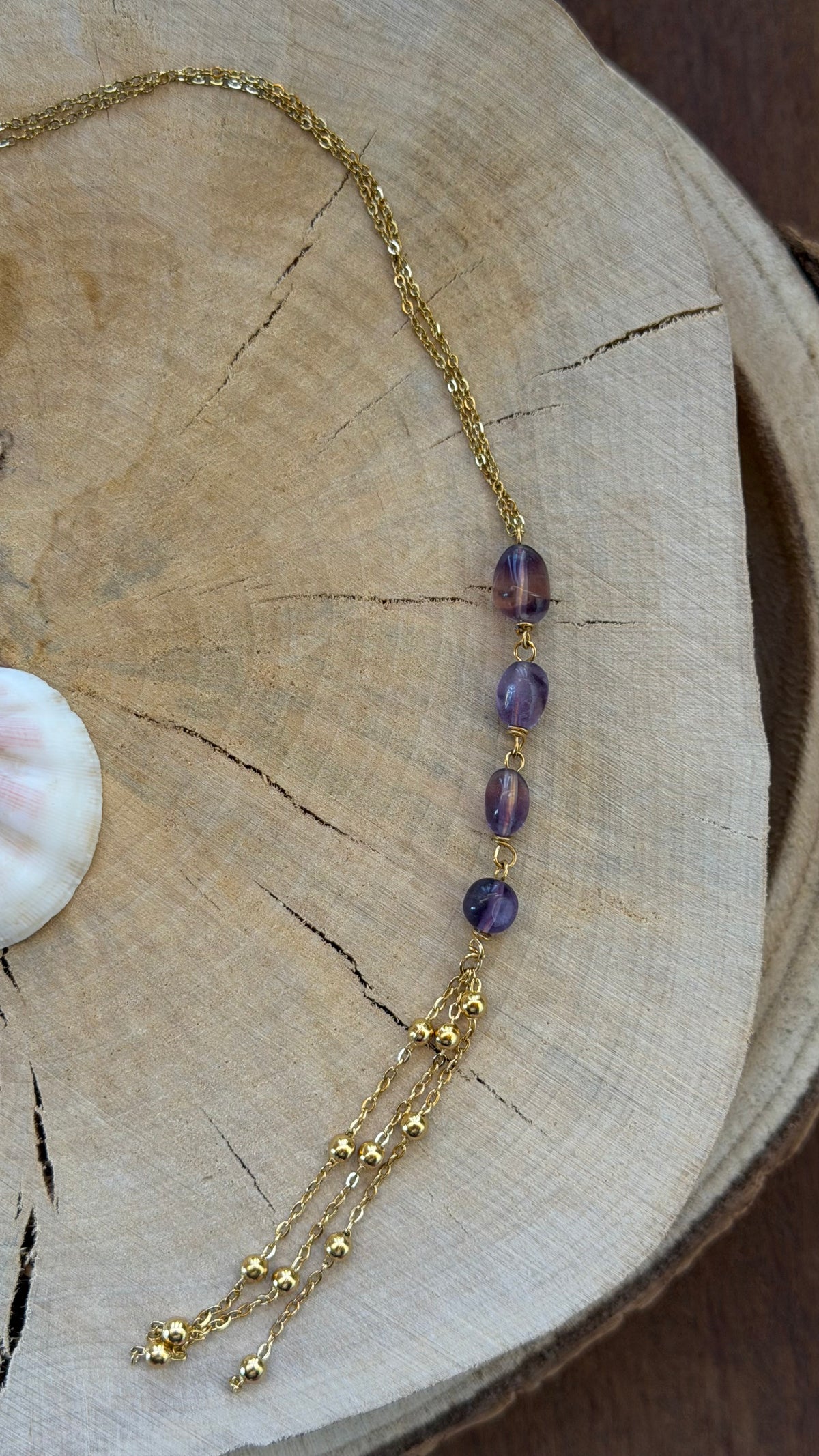 Sautoir Fluorite Mauve