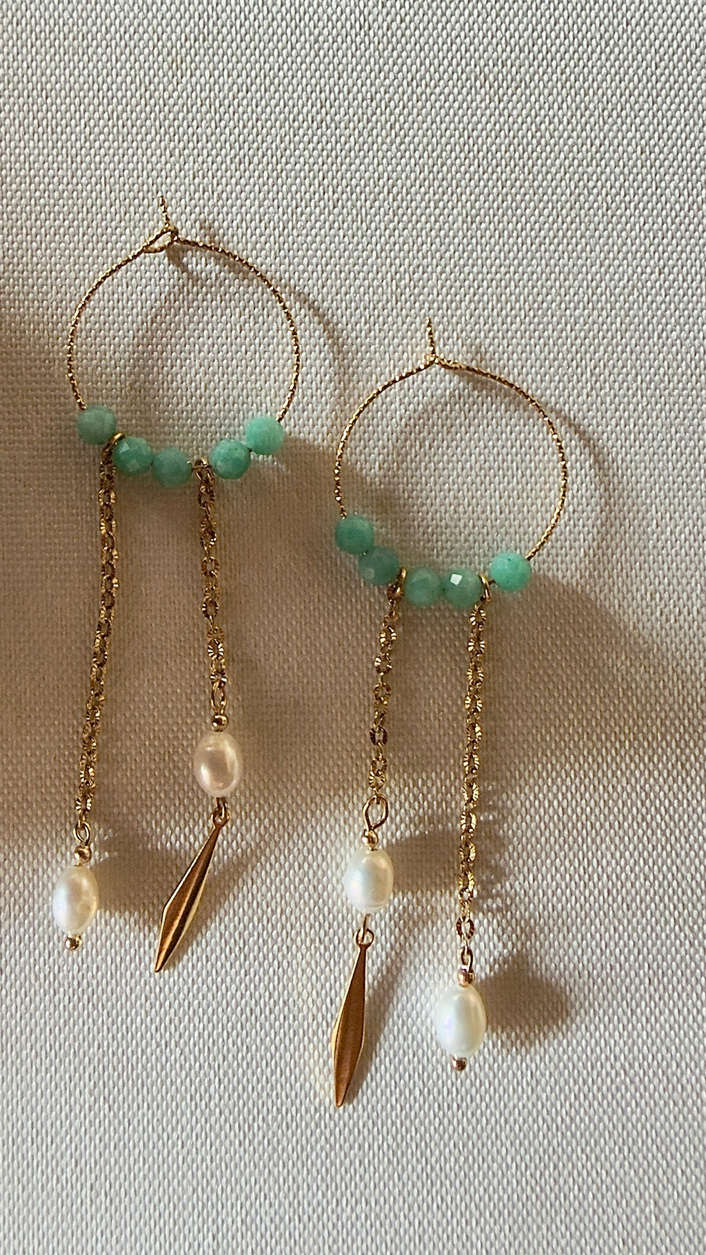 Les Boucles Amazone - Amazonite et perles d'eau douce