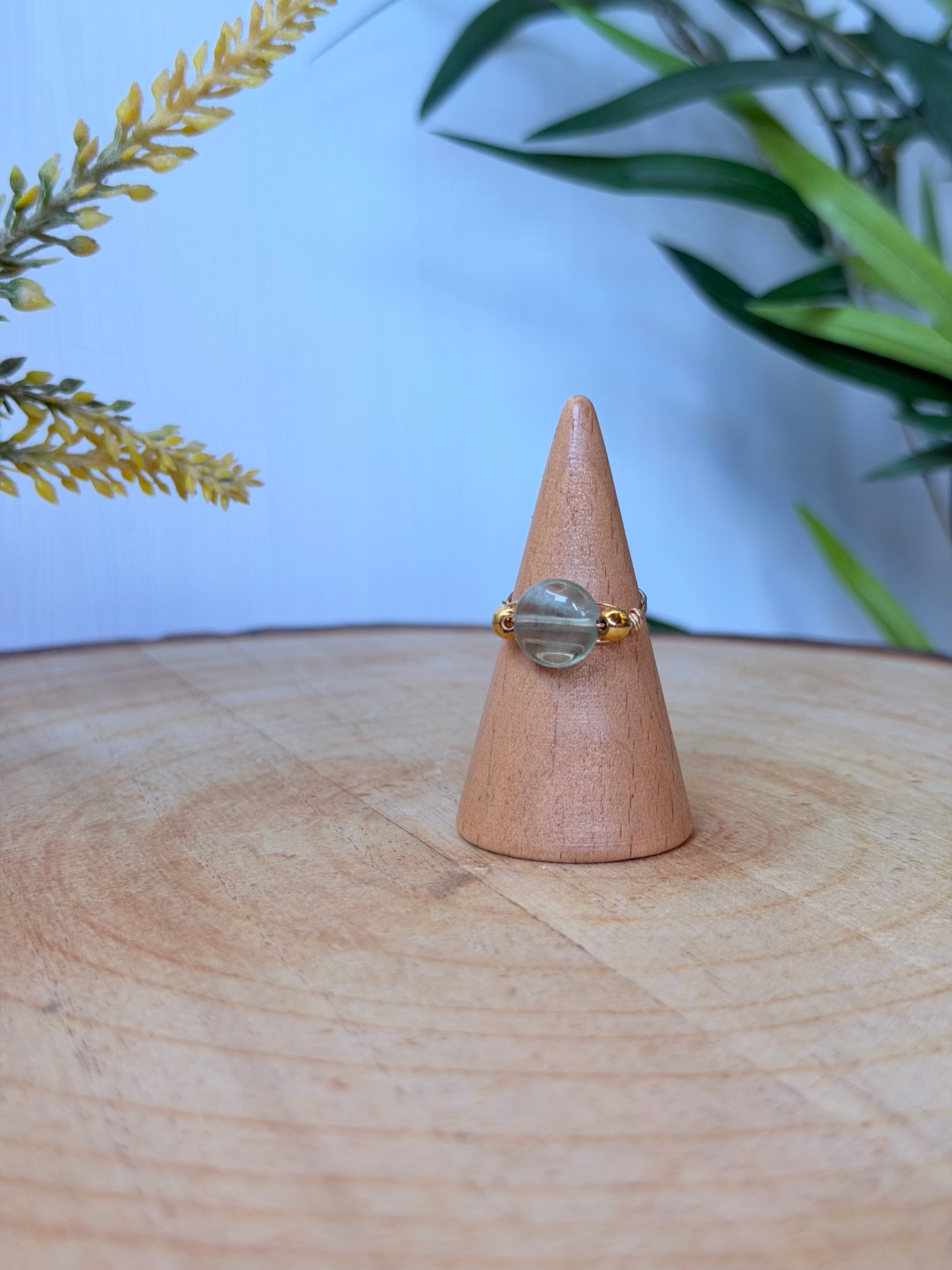 Bague Fluorite & Hématite Dorée