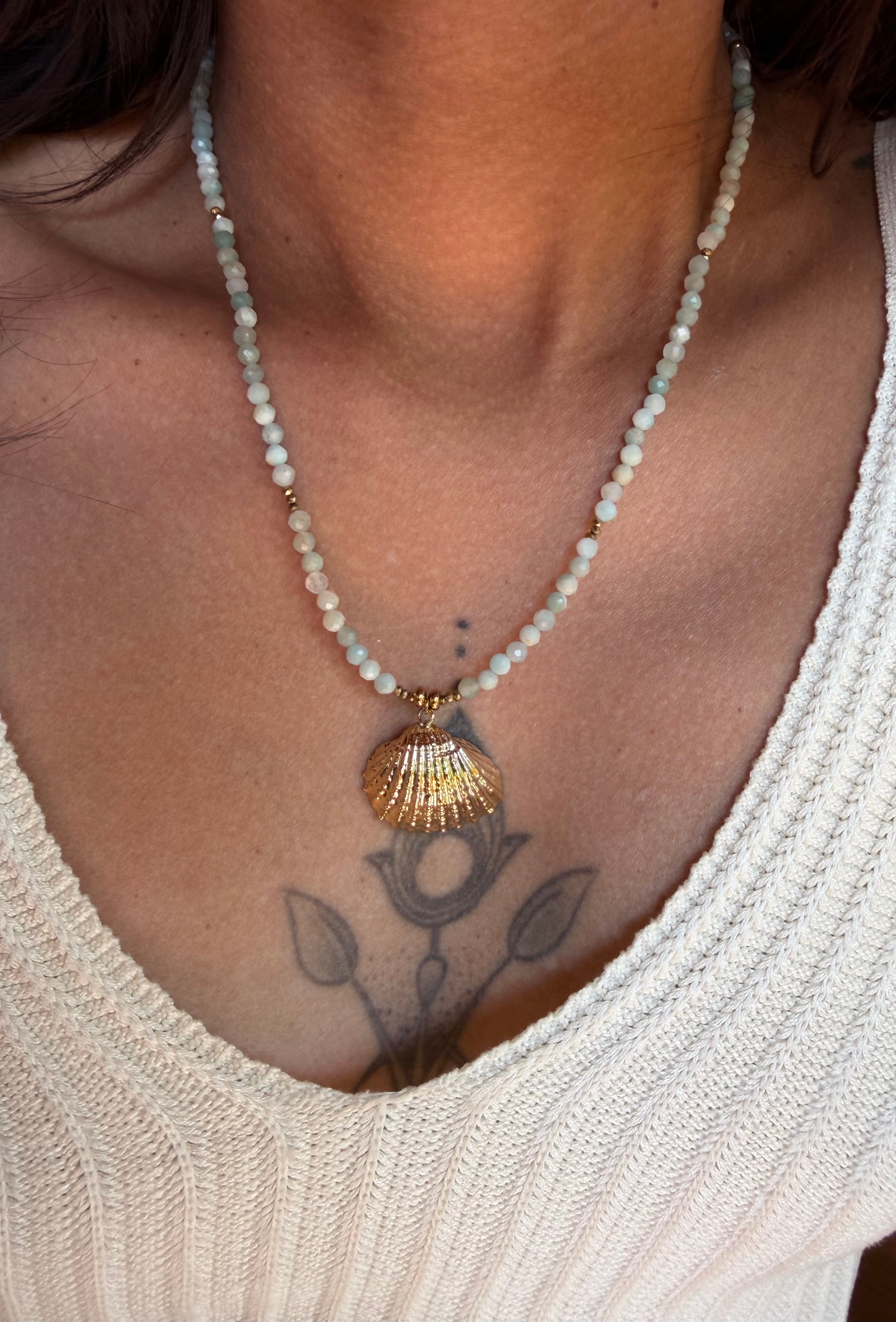 Collier Lila - Amazonite et coquillage