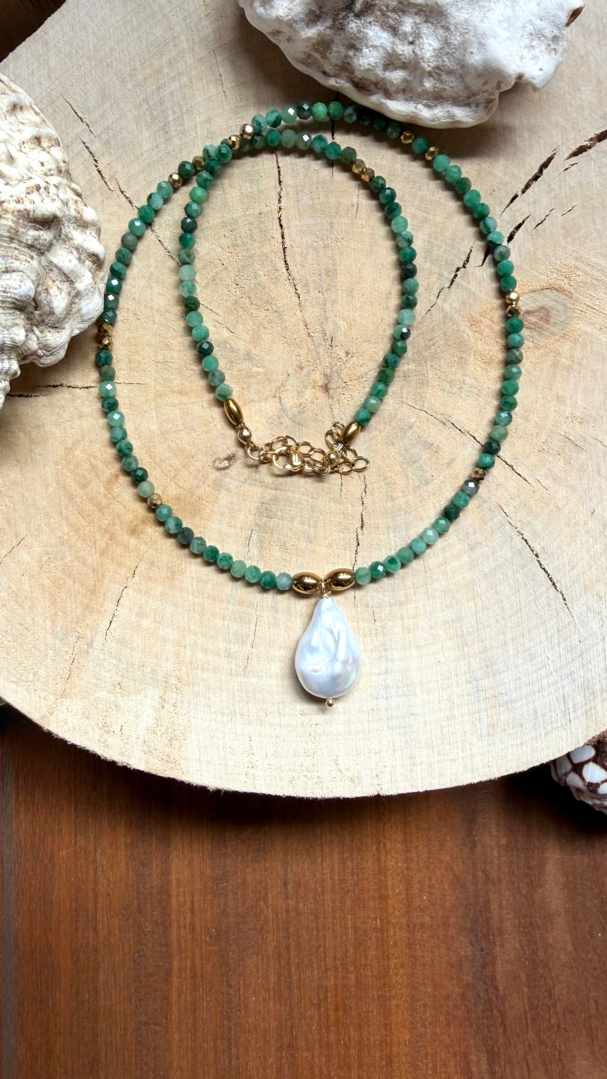Collier Quartz chlorite & Perle d’eau douce