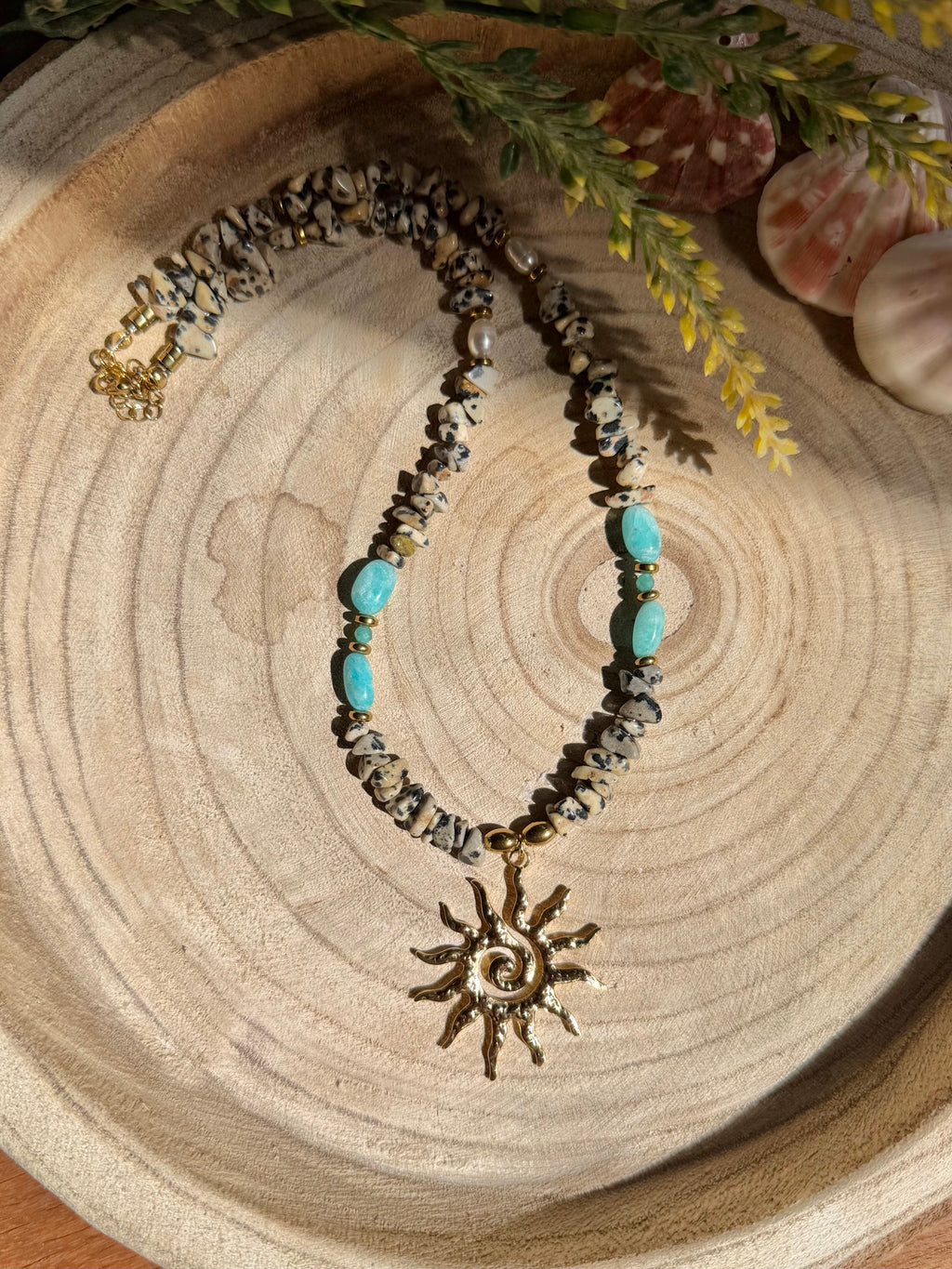 Collier Jaspe Dalmatien & Amazonite – Soleil