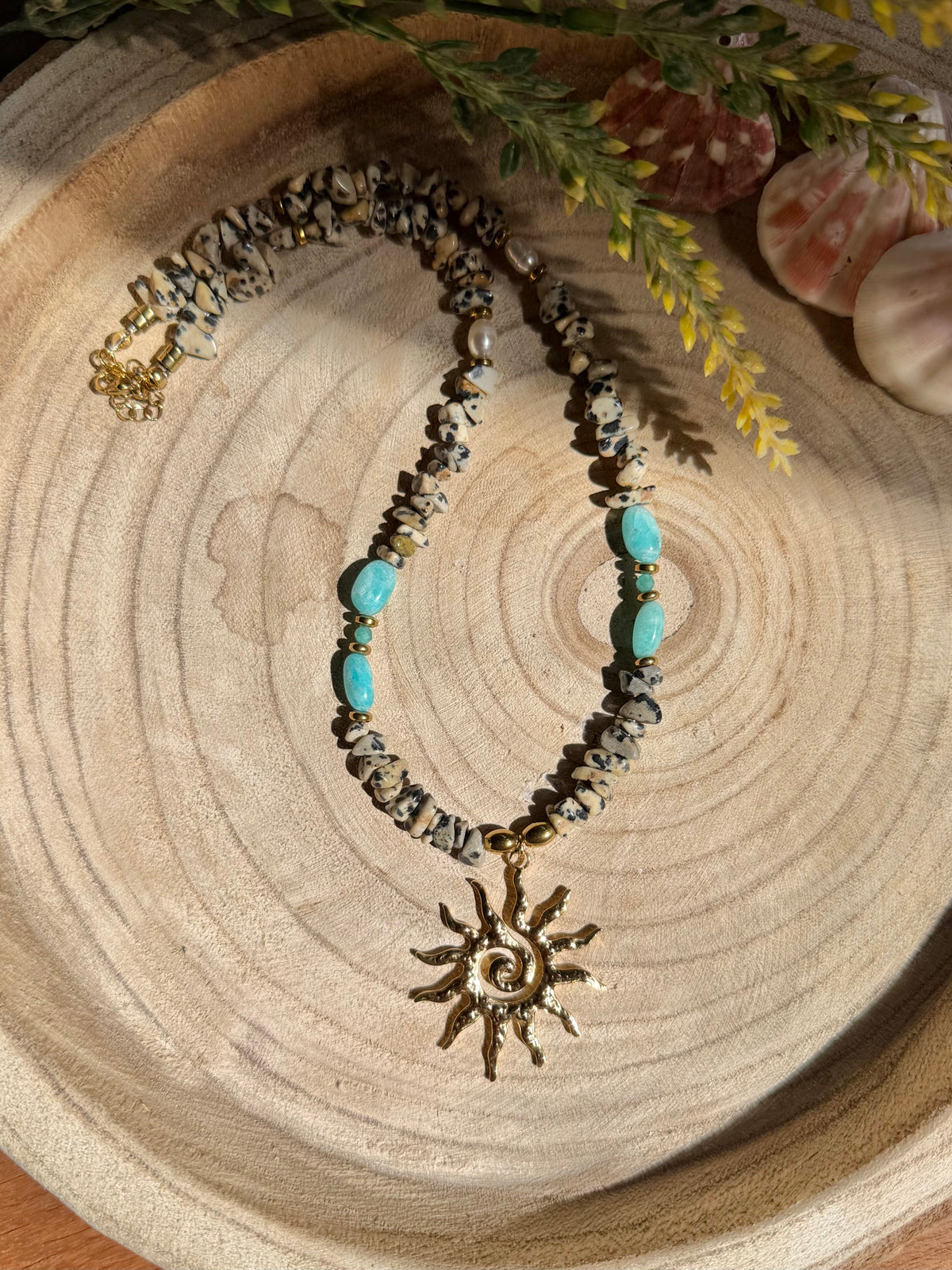 Collier Jaspe Dalmatien & Amazonite – Soleil