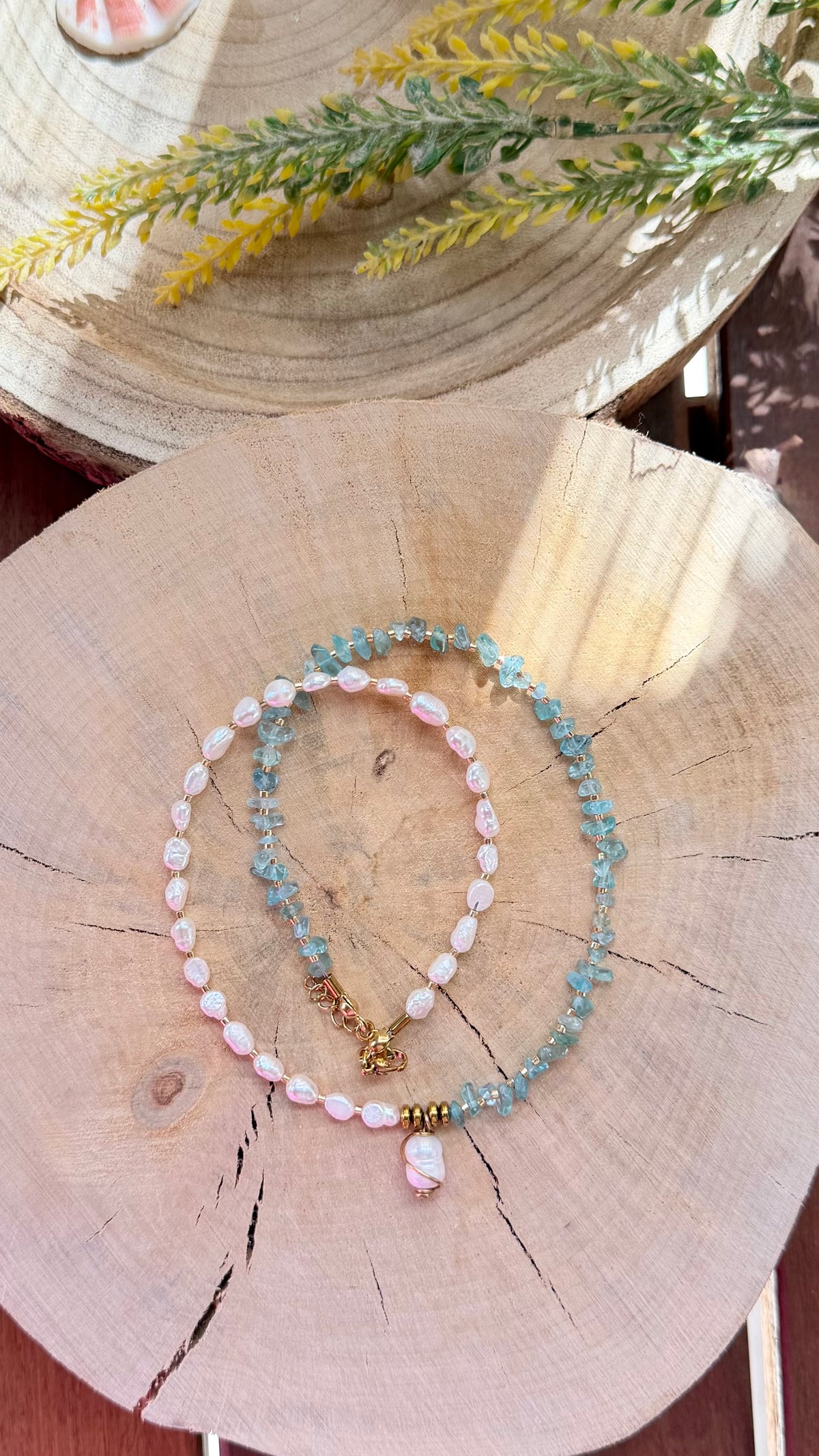 Collier Apatite Bleue & Perles d’Eau Douce – Perle