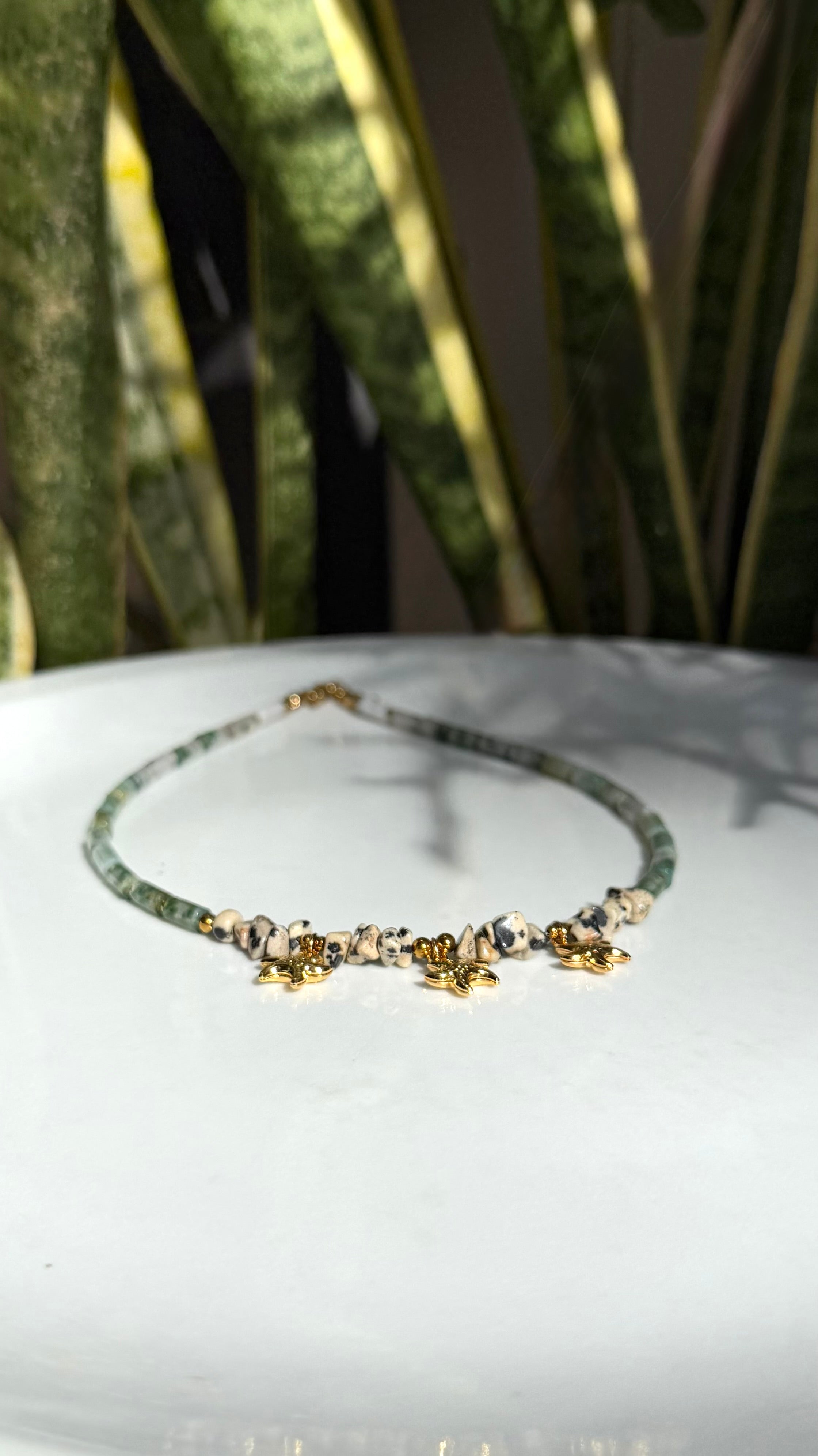 Collier Agate Mousse & Jaspe Dalmatien