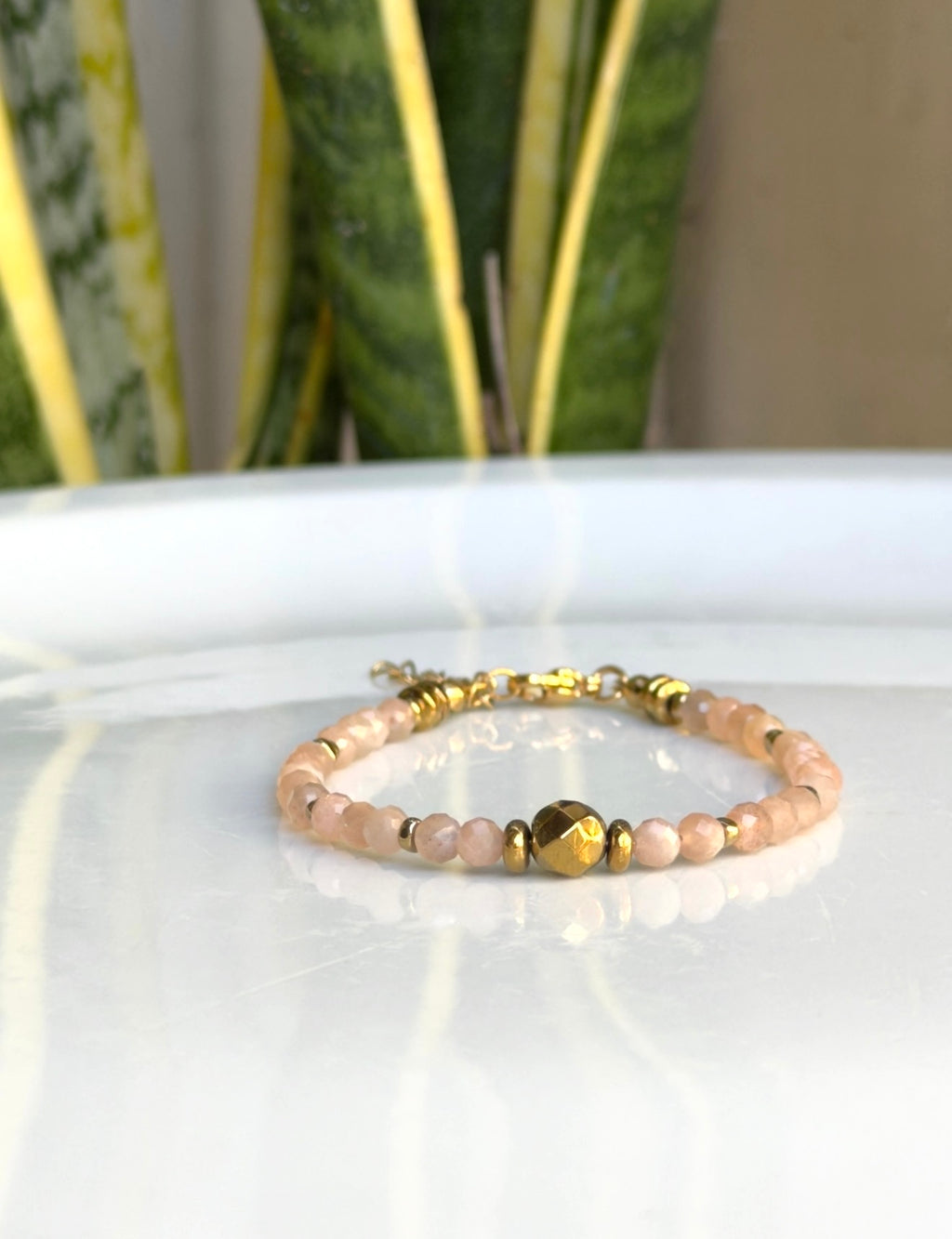 Bracelet Pierre de lune orange