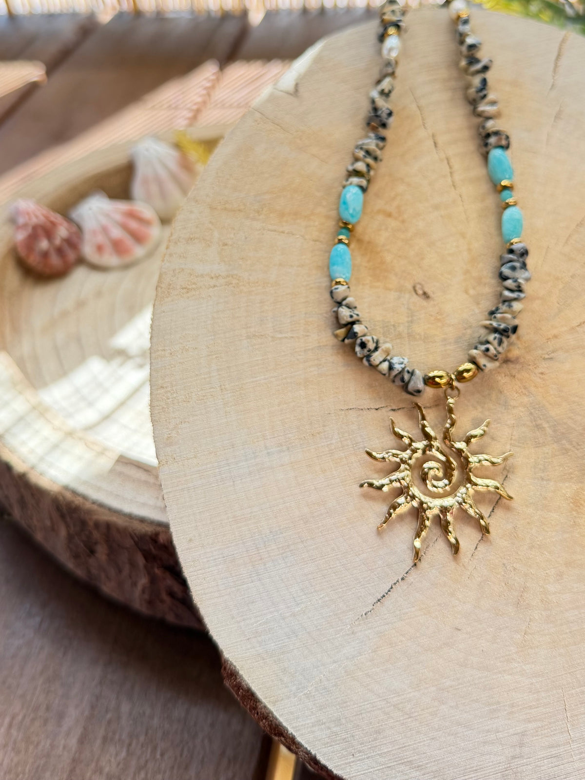 Collier Jaspe Dalmatien & Amazonite – Soleil