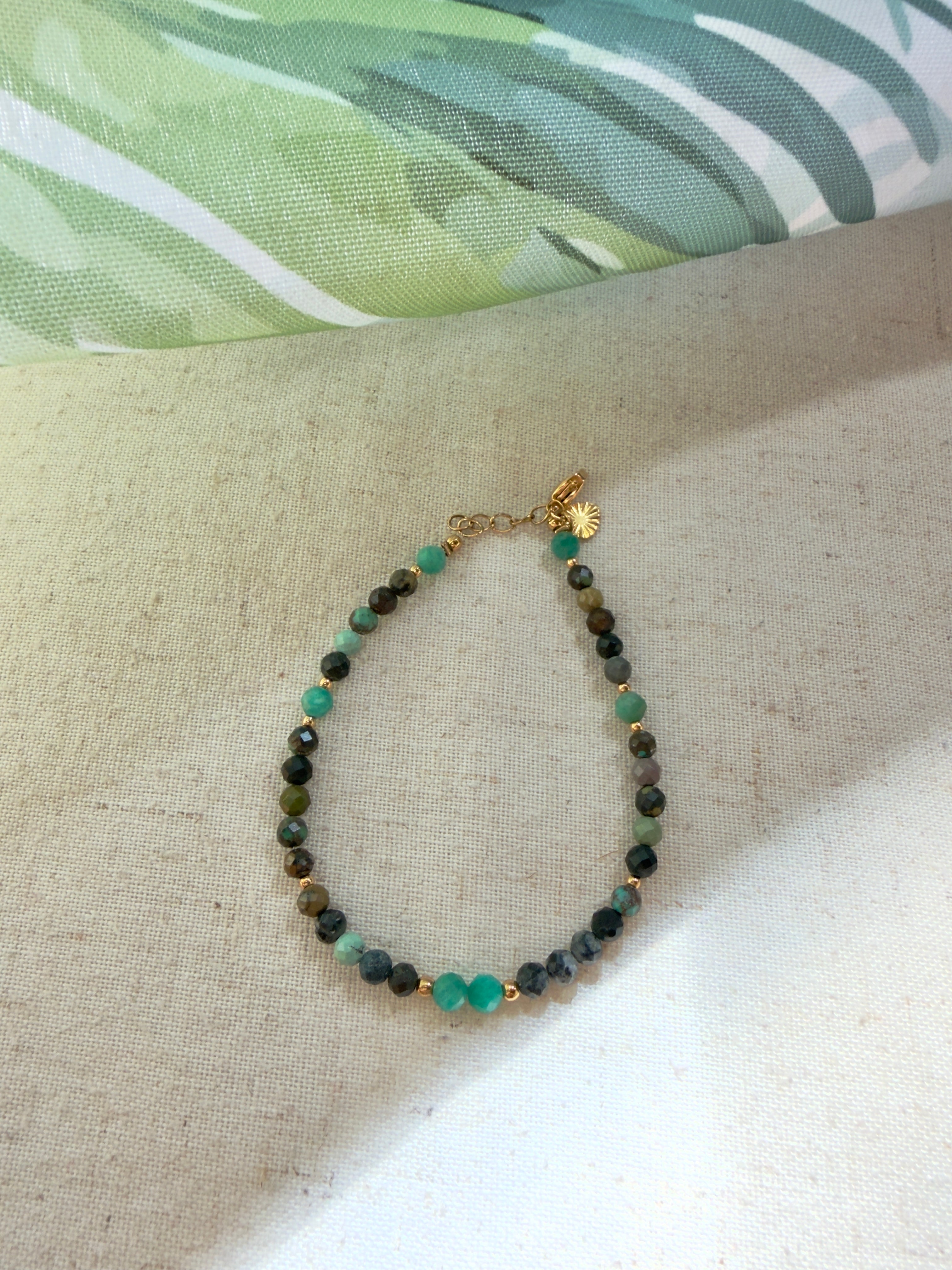 Bracelet en pierres naturelles amazonite et turquoise africaine – Lunéa