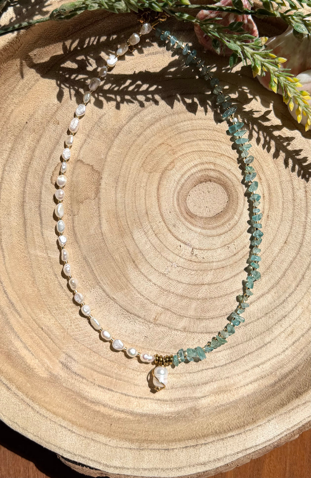 Collier Apatite Bleue & Perles d’Eau Douce – Perle