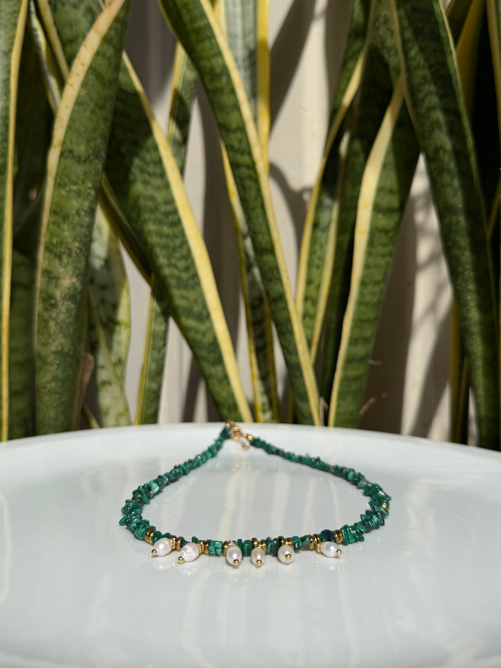 Malachite et perles d’eau douce