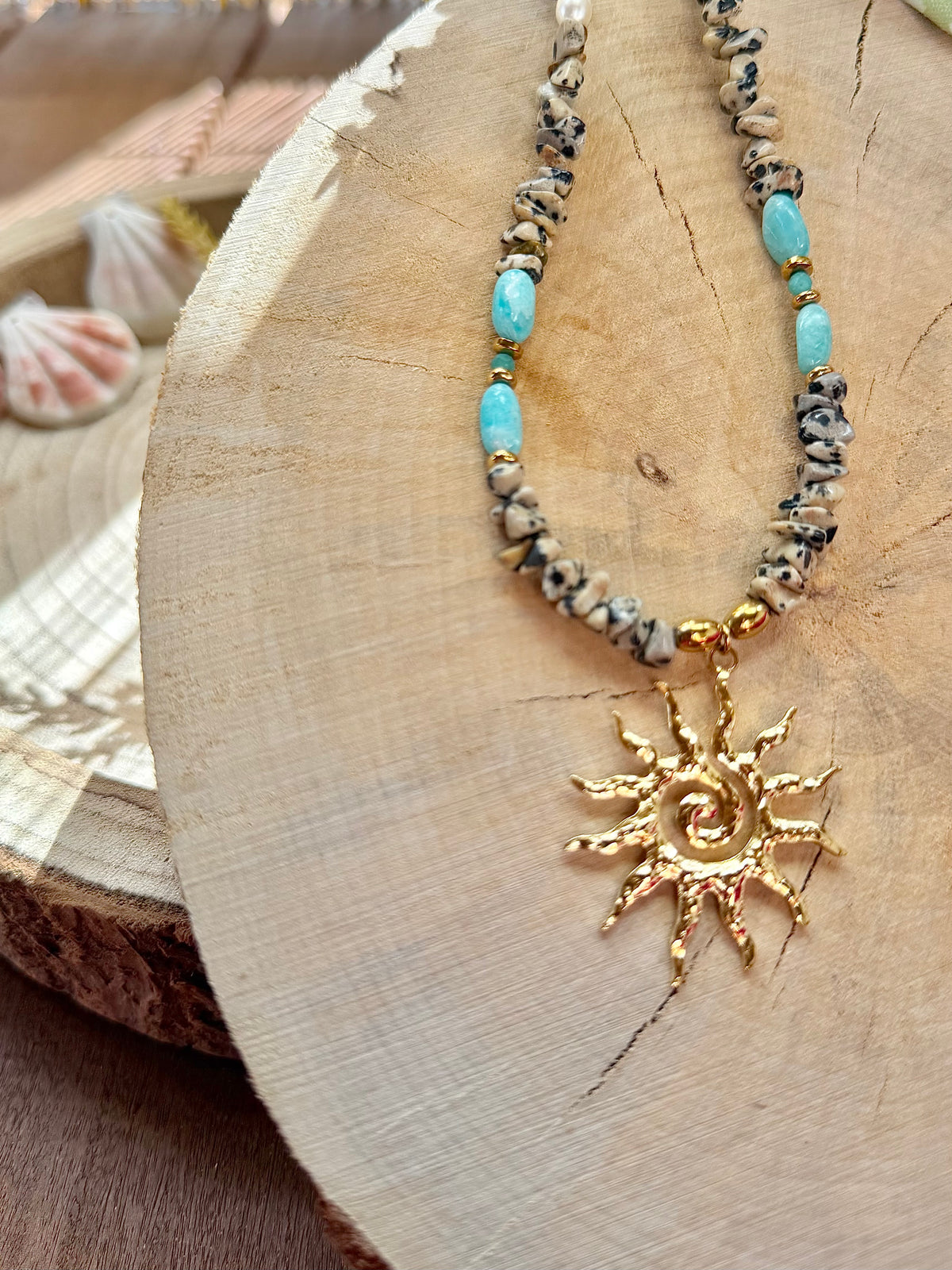 Collier Jaspe Dalmatien & Amazonite – Soleil