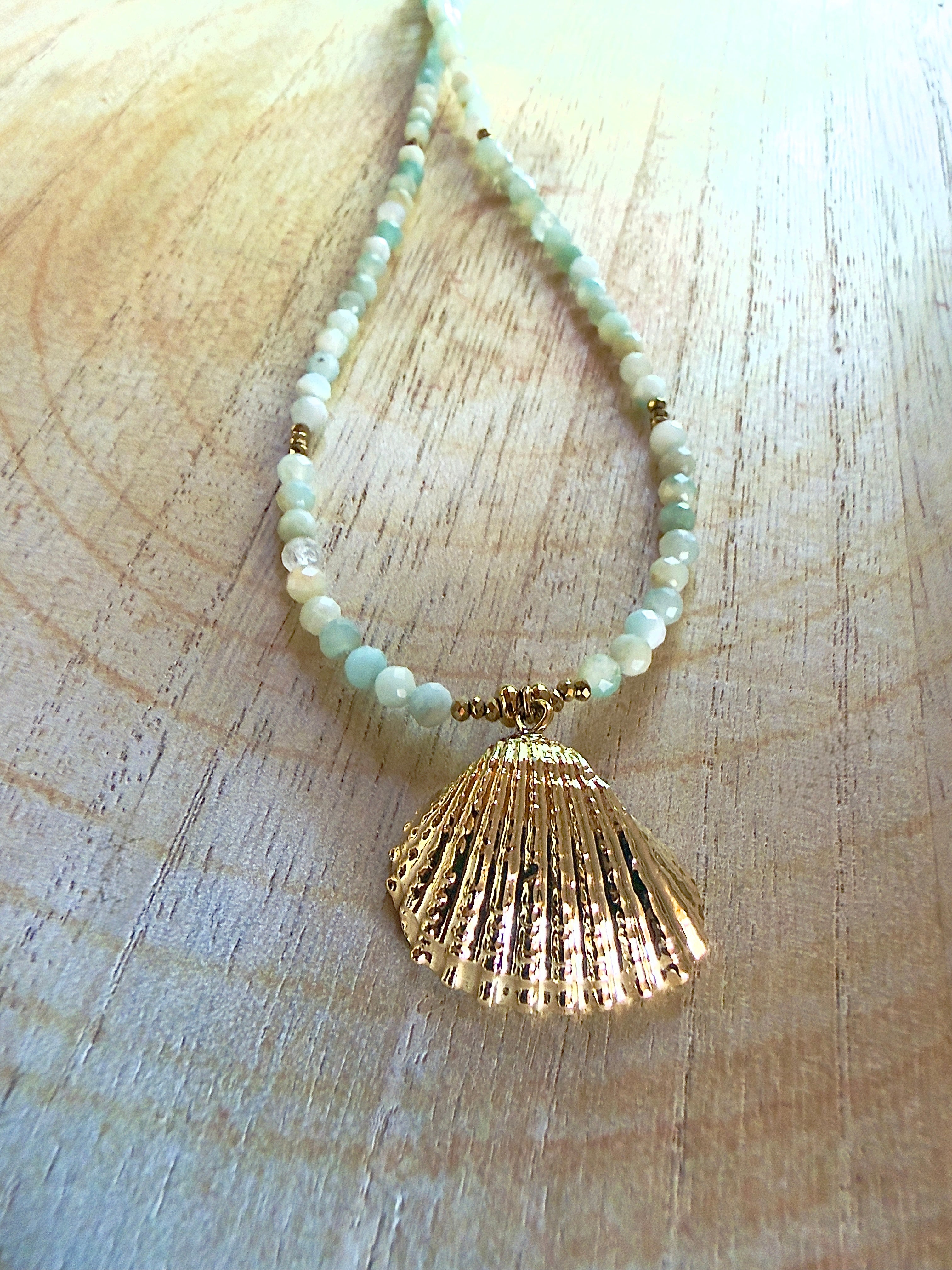 Collier Lila - Amazonite et coquillage