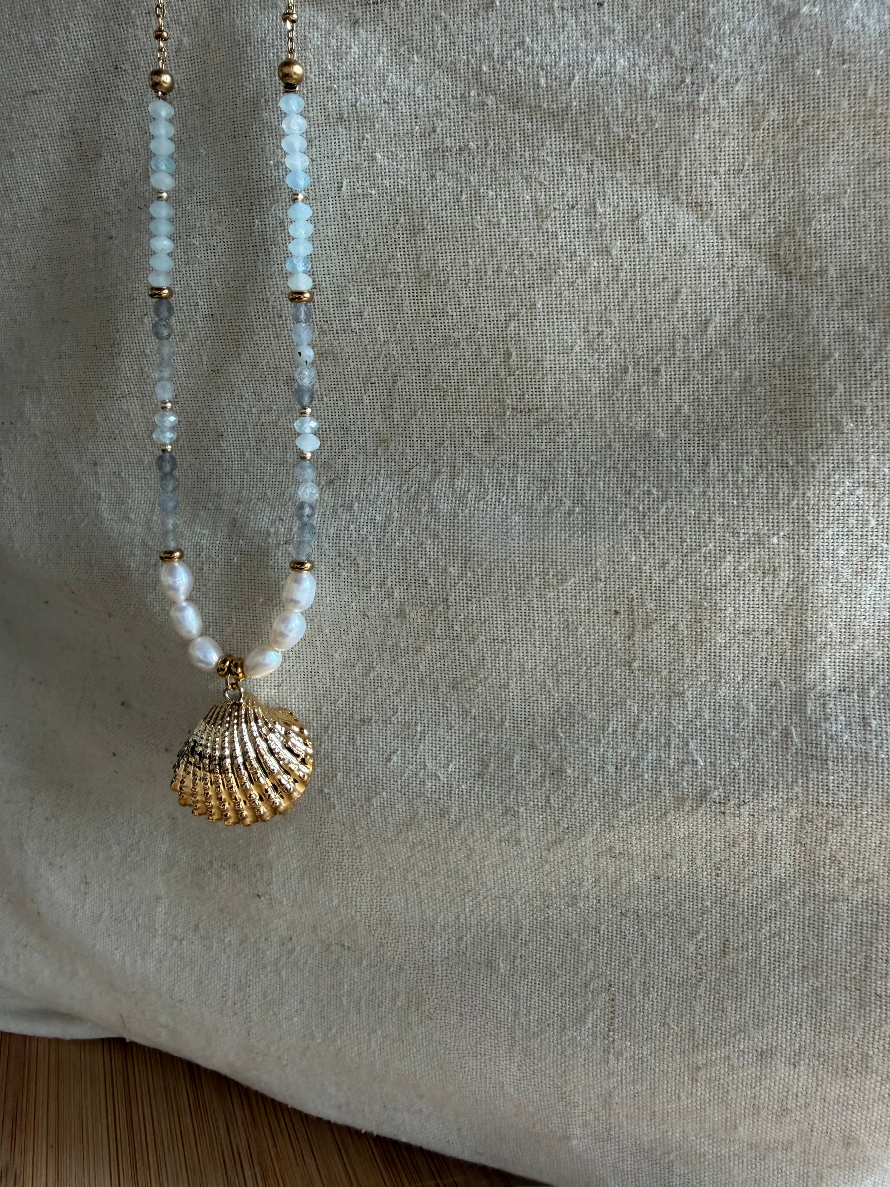 ✨ Collier Azura – Perles d’Eau Douce, Labradorite & Aigue-Marine
