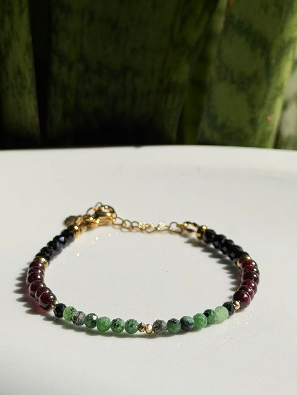 Bracelet Grenat - Zoisïte et Spinelle noire