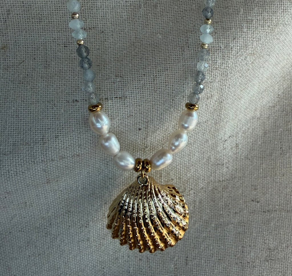 ✨ Collier Azura – Perles d’Eau Douce, Labradorite & Aigue-Marine