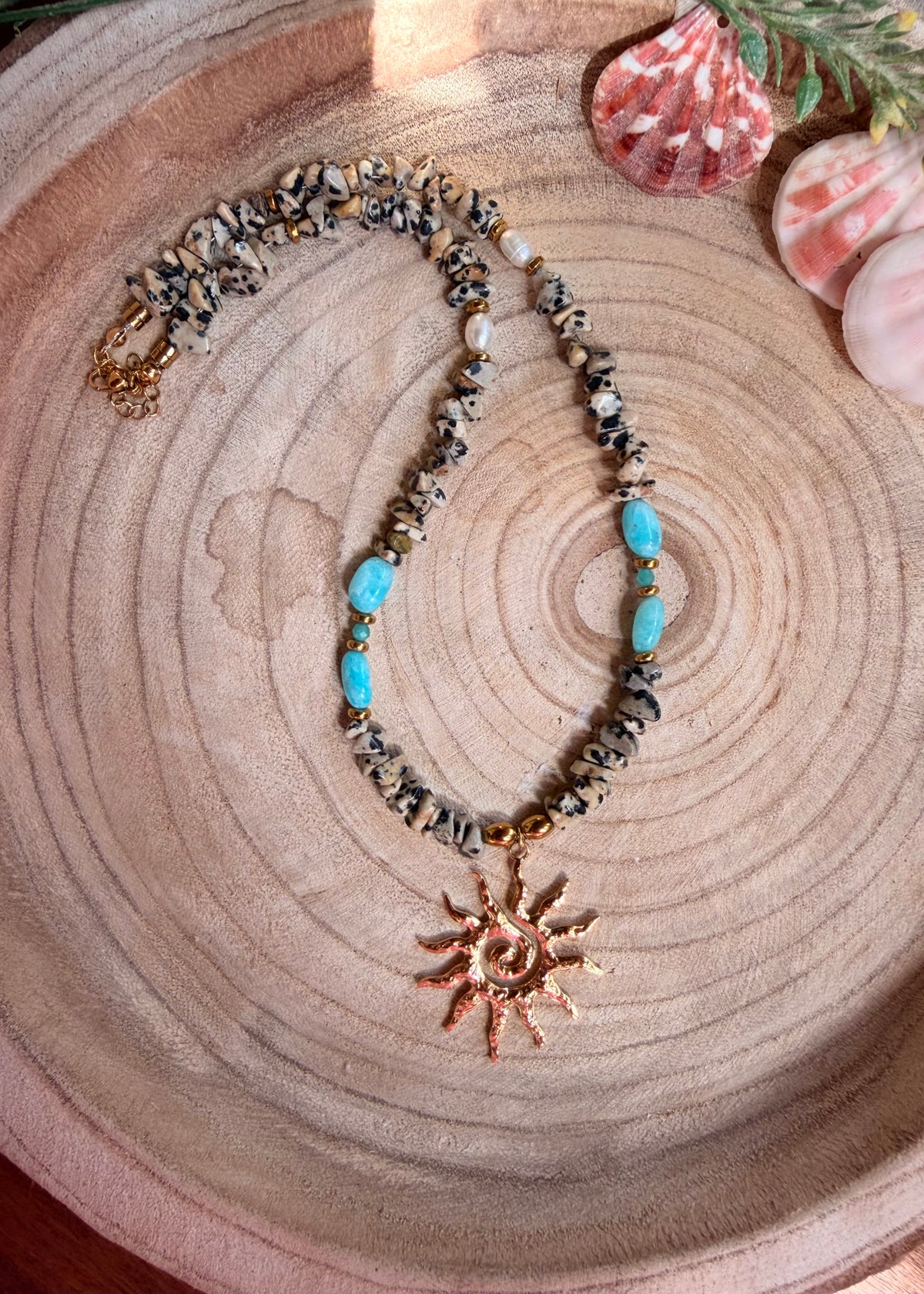Collier Jaspe Dalmatien & Amazonite – Soleil