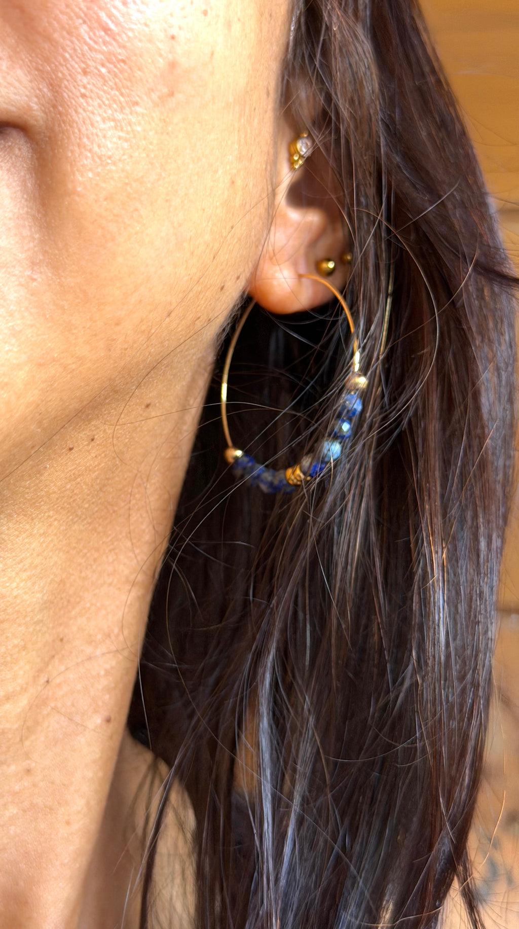 Boucles d’oreilles Nayra – Lapis-lazuli et acier inoxydable