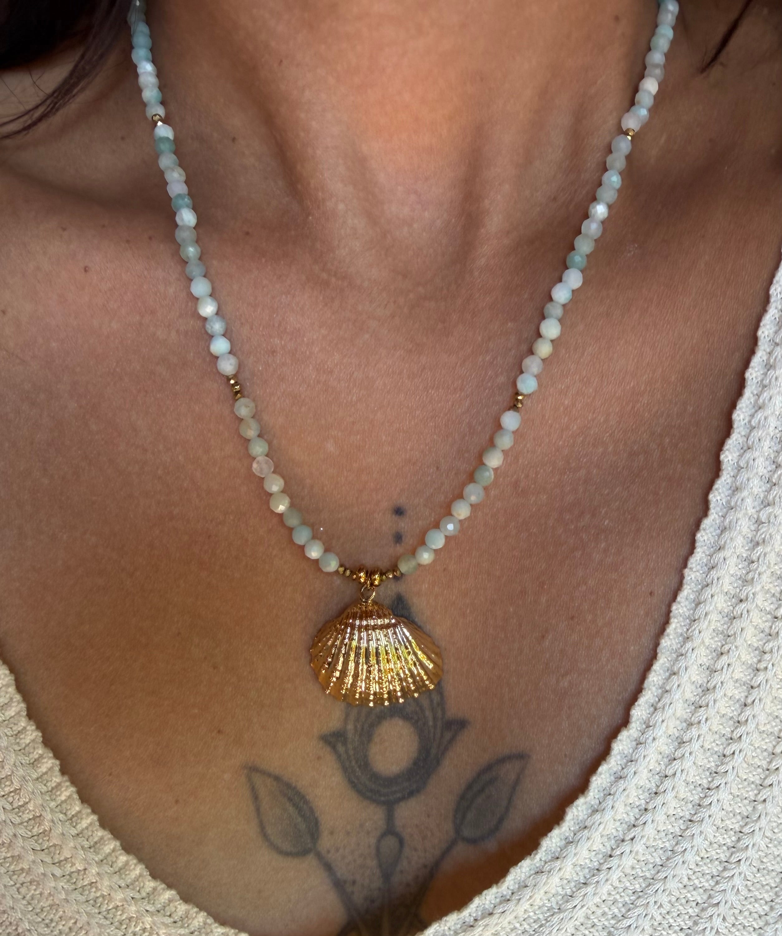 Collier Lila - Amazonite et coquillage