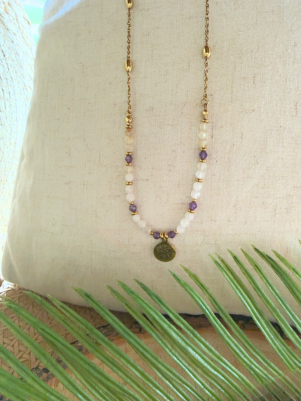 Collier Elia – Citrine, quartz rose et améthyste