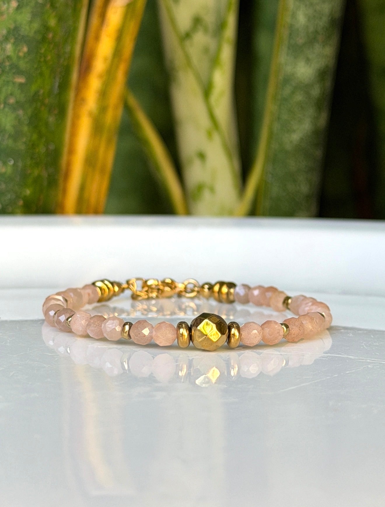 Bracelet Pierre de lune orange